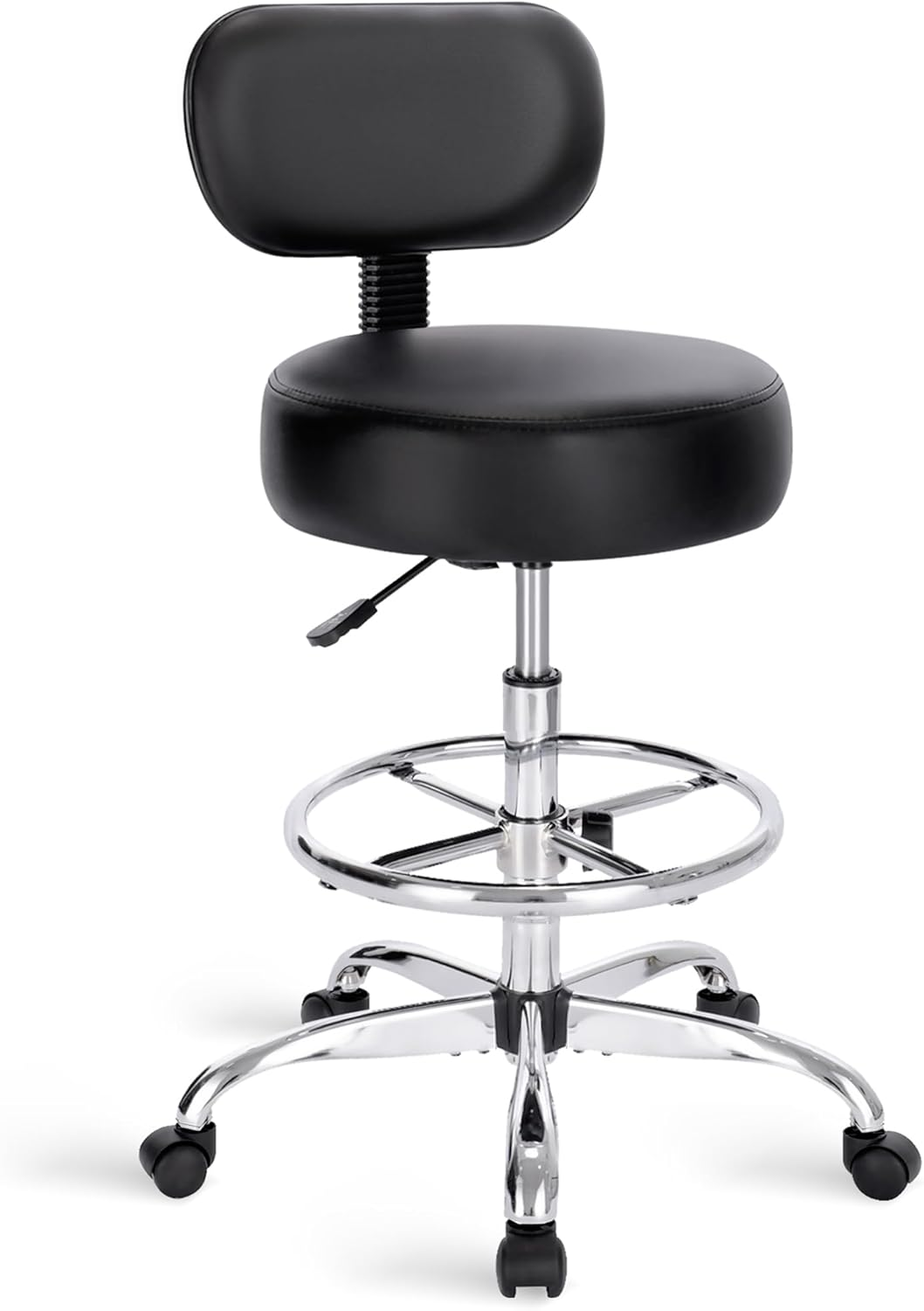 Drafting Chair with Back, Adjustable Foot Rest Rolling Stool