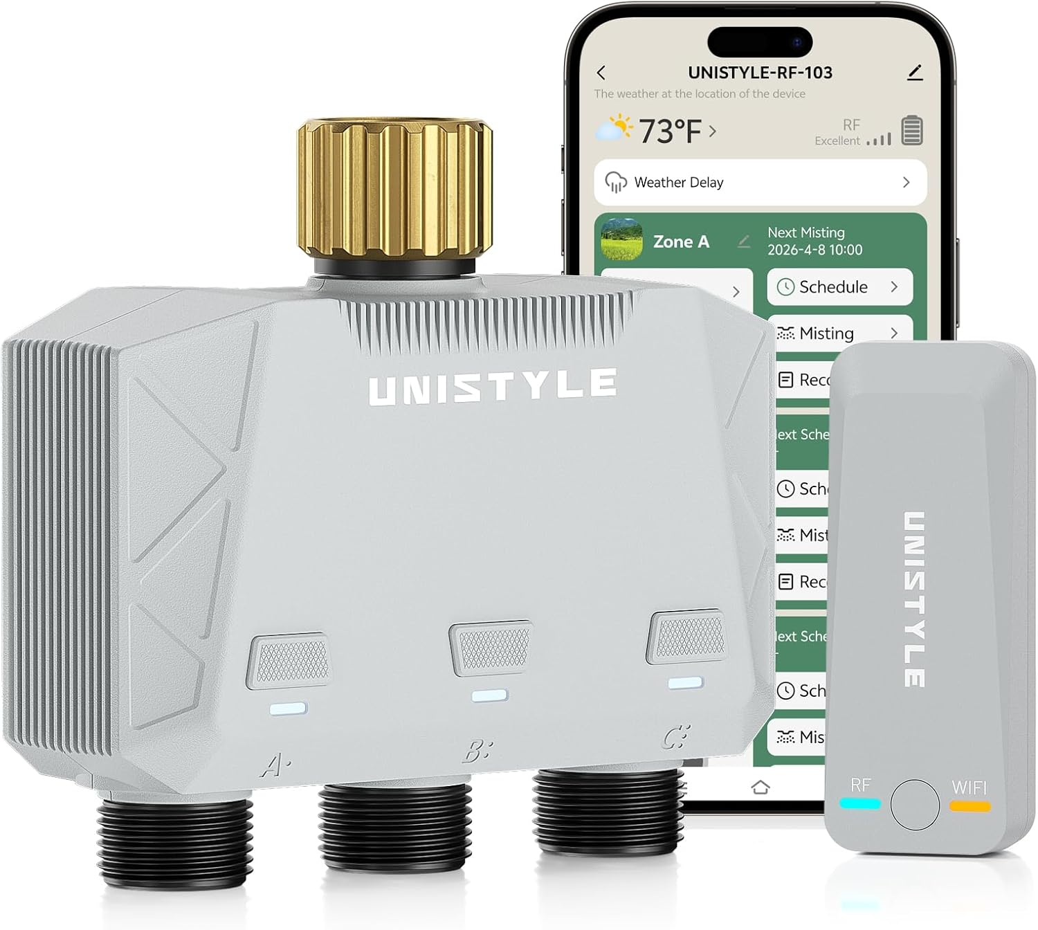 [All-New 2027] 1700FT Wifi Sprinkler Timer 3 Zone with Brass Inlet,  Smart Hose Timers Compatible Alexa & Google Voice, Water Timer for Garden Hose with Auto & Manual Modes for Garden Lawn