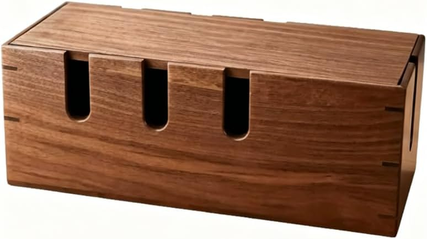 Wooden Cable Management Box,Protable Cord Management Box,Power Board & Surge Protectors,For Desk, TV Unit & Computer Desk