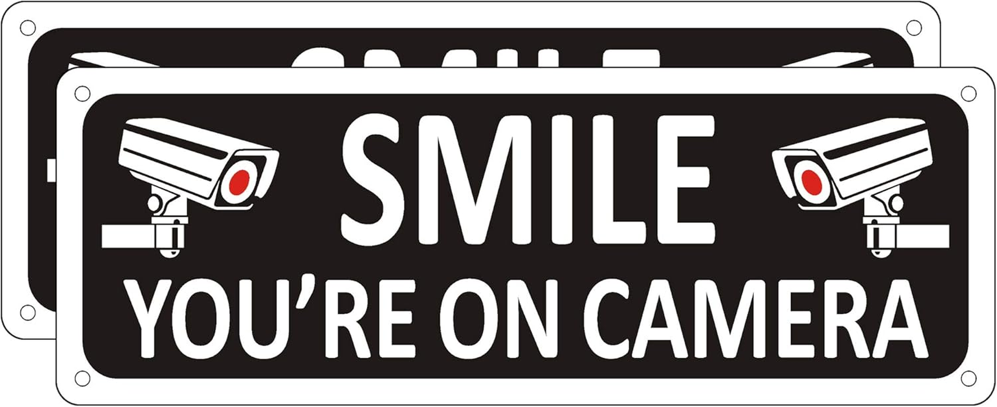(2 Pack) Heavy-Duty Metal Smile You'Re on Camera Sign, 10