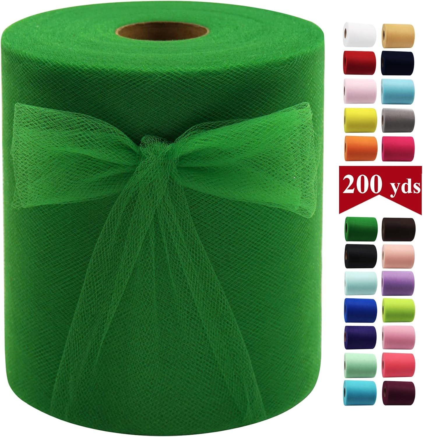 Emerald Green Tulle Fabric Rolls 6 Inch by 200 Yards (600 Feet) Fabric Spool Tulle Ribbon for DIY Emerald Green Tutu Bow Baby Shower Birthday Party Wedding Decorations Craft Supplies