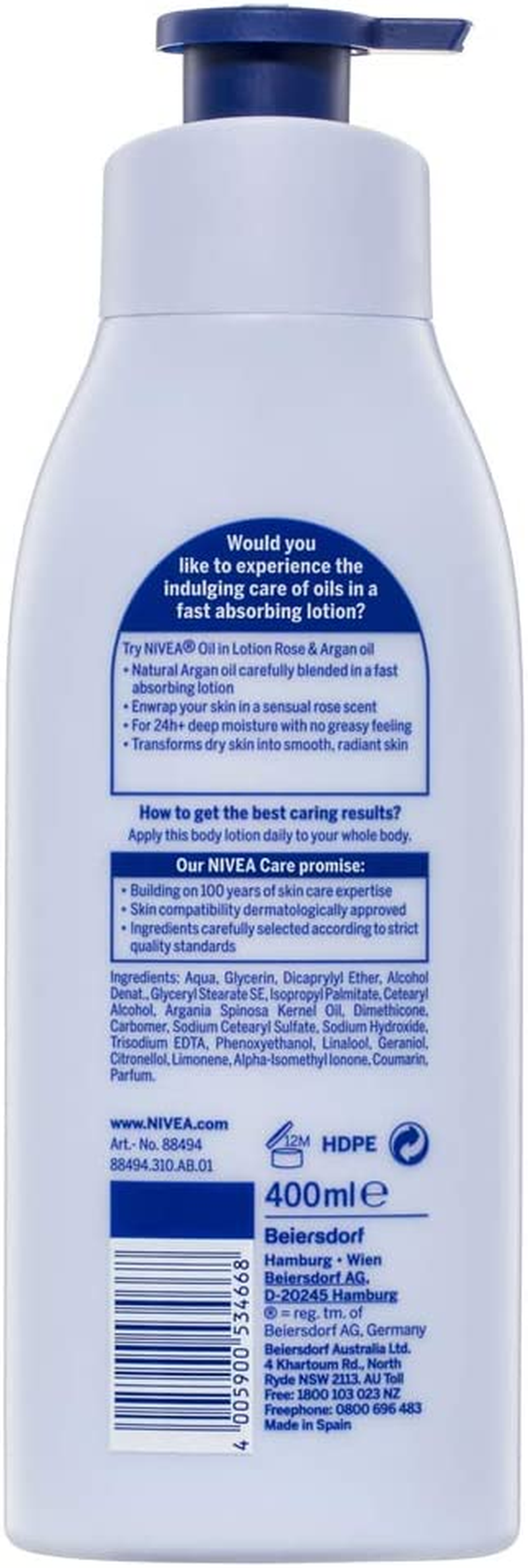 NIVEA Oil Infused Body Lotion with Rose and Argan Oil 400ml - Picture 3 of 13