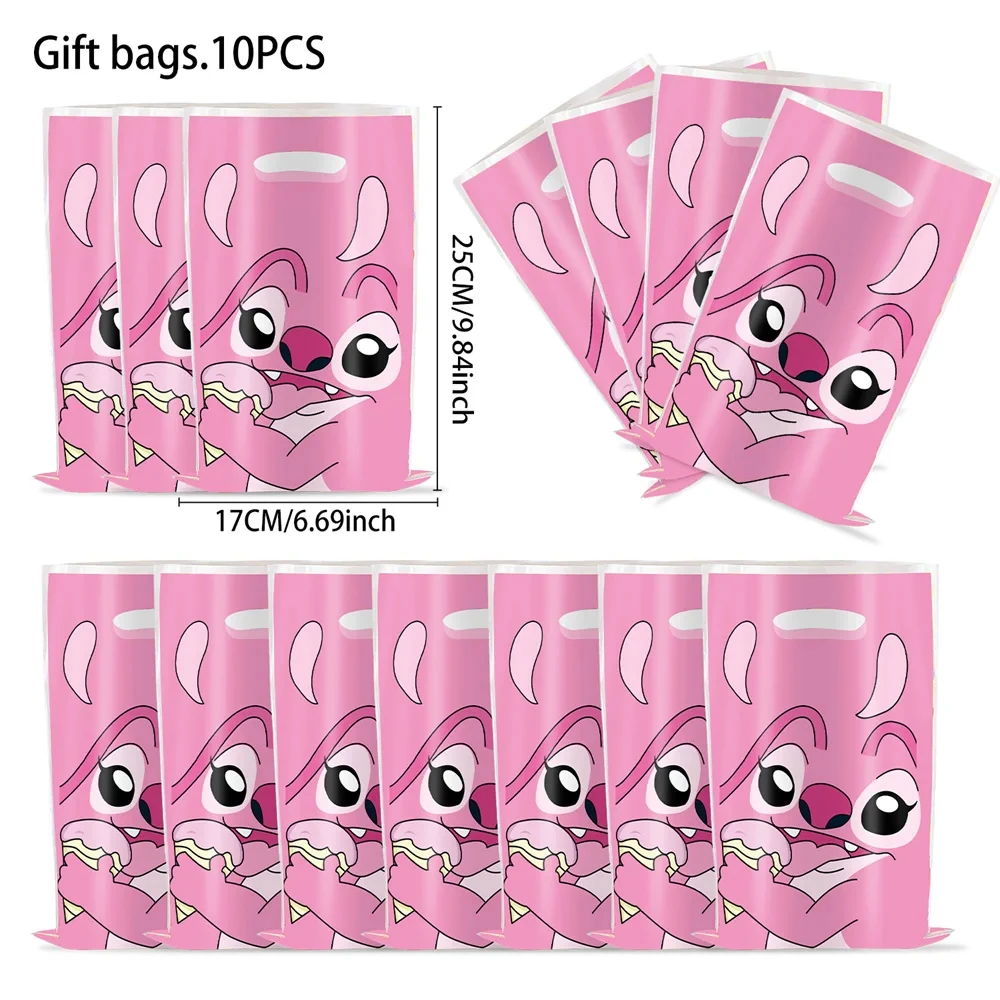 Stitch Theme Birthday Party Favor Supplies Non Woven Drawstring Bag Sticker Braclet Stamp Goody Bag Children Girl Birthday Gift