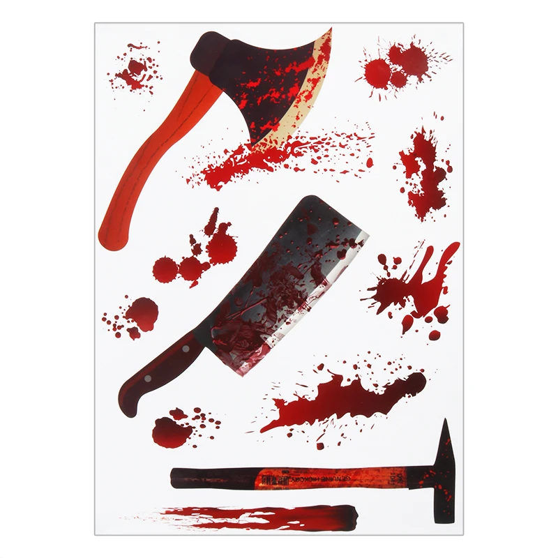 2025 Bloody Handprint & Halloween Sticker Set – Window, Wall & Floor Decals with Ghost, Bat, Pumpkin & Web Designs (1 Set)
