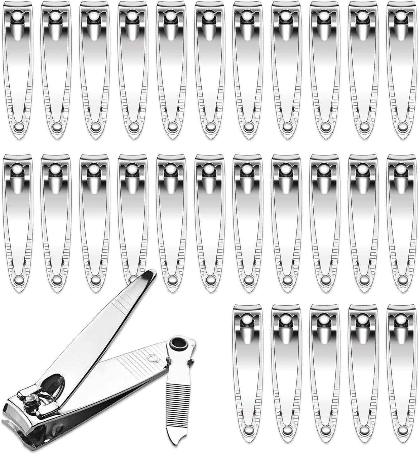 100 Pack Stainless Steel Nail Clippers Bulk, Bulk Nail Clippers with File for Homeless Individually Wrapped, for Homeless,Shelter, Air Bnb, Hotel (100 PCS)