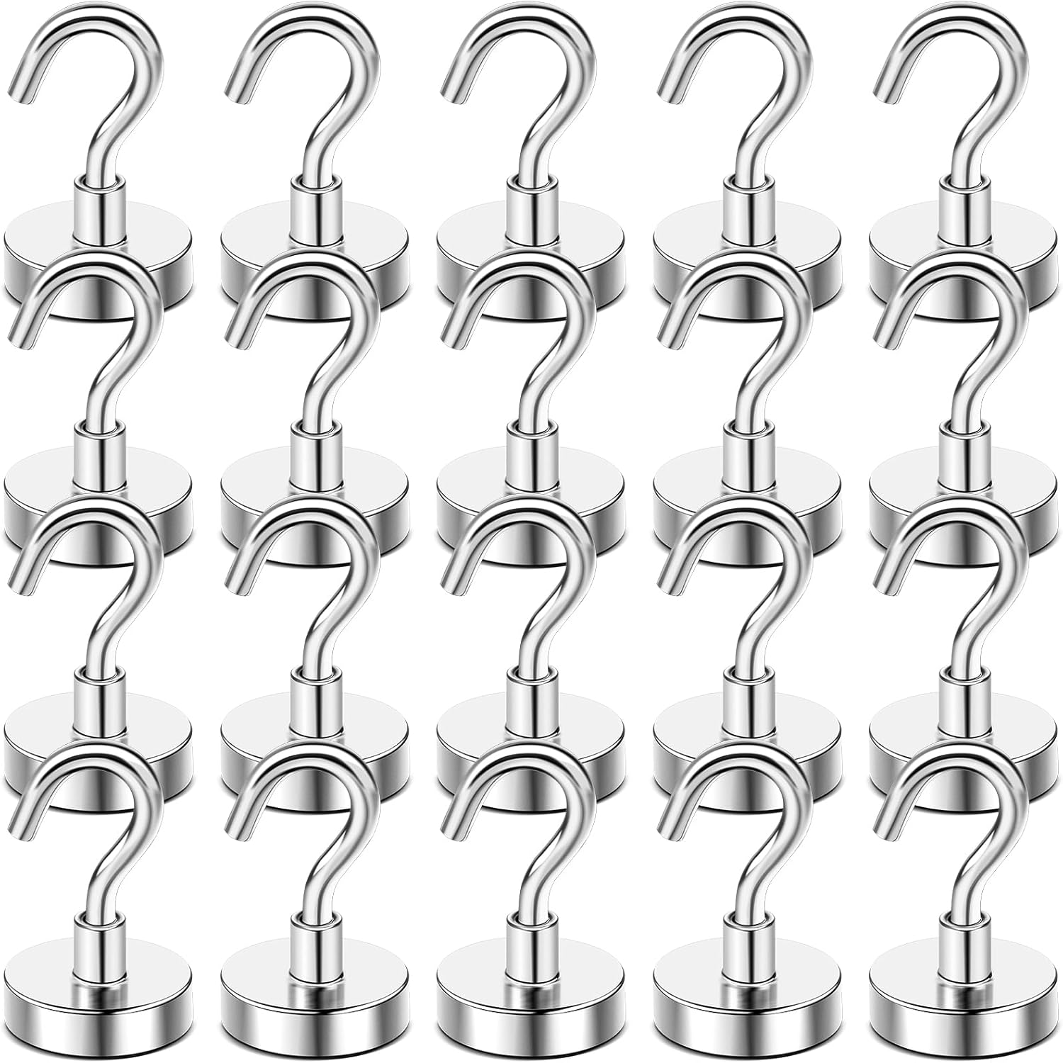DIYMAG Magnetic Hooks, 50 LB Heavy Duty Magnet with Hooks,20 Packs Strong Rare Earth Neodymium Magnet Hooks for Hanging, Magnetic Hanger for Curtain, Home, Kitchen, Workplace