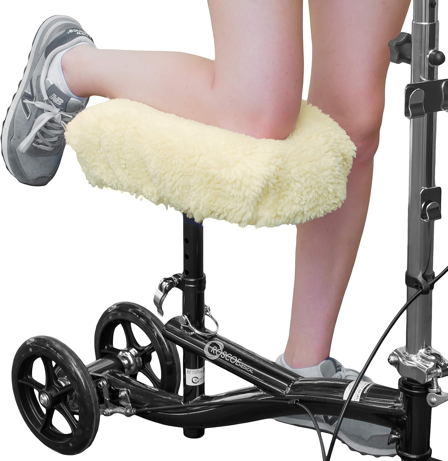 RMS Knee Walker Pad Cover - Plush Synthetic Faux Sheepskin Scooter Seat Cushion 