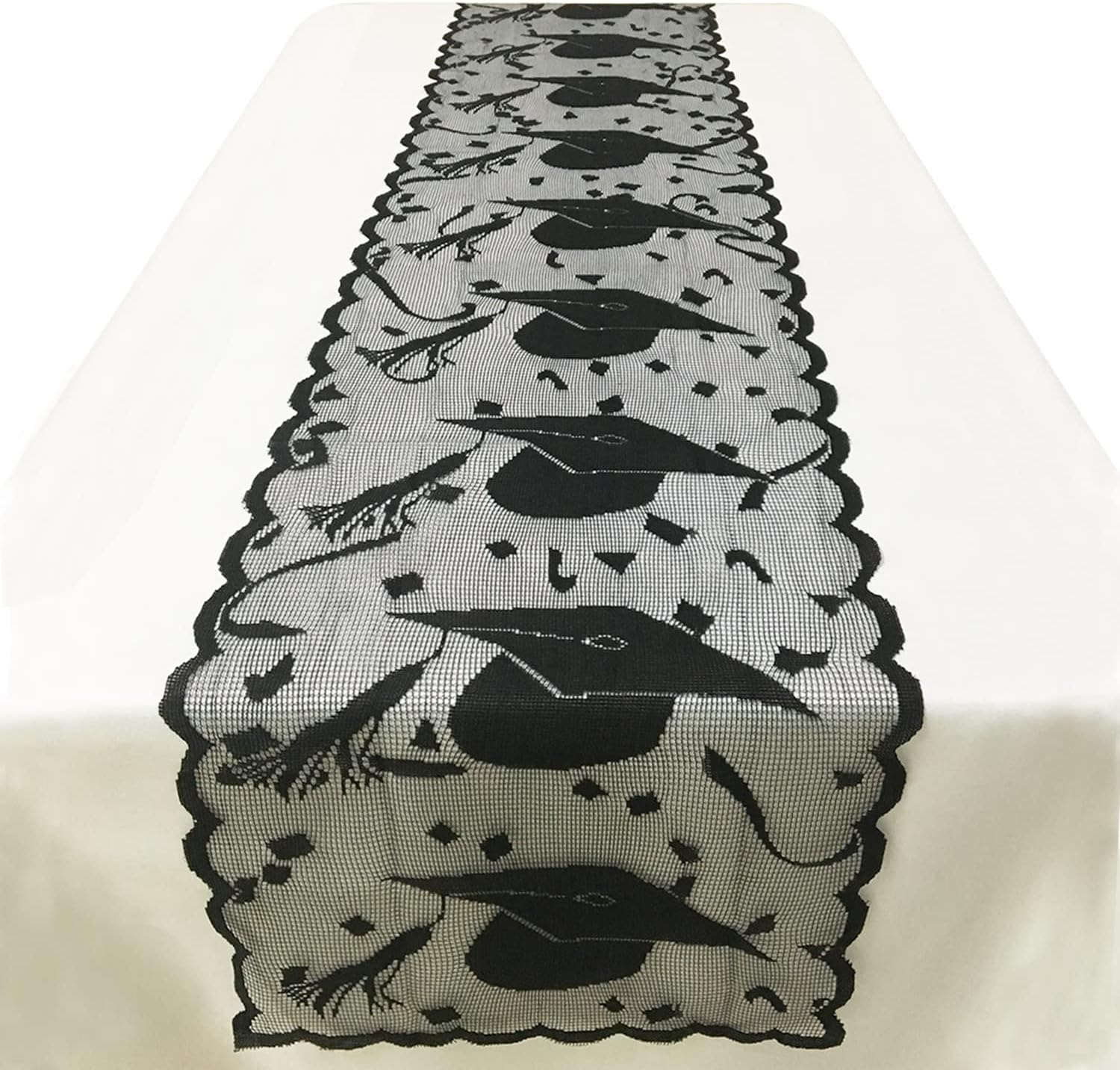 Graduation Table Runner 72 Inch - Lace Grad Cap Table Runner for Graduation Party Decorations 2025