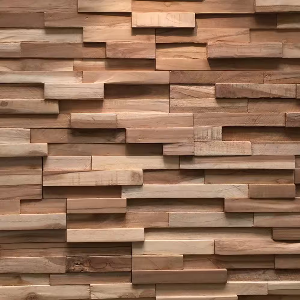 0.79 in. x 7.09 in. x 19.49 in. UltraWood Teak Firenze Z-Shape Wall Panel 10Pack