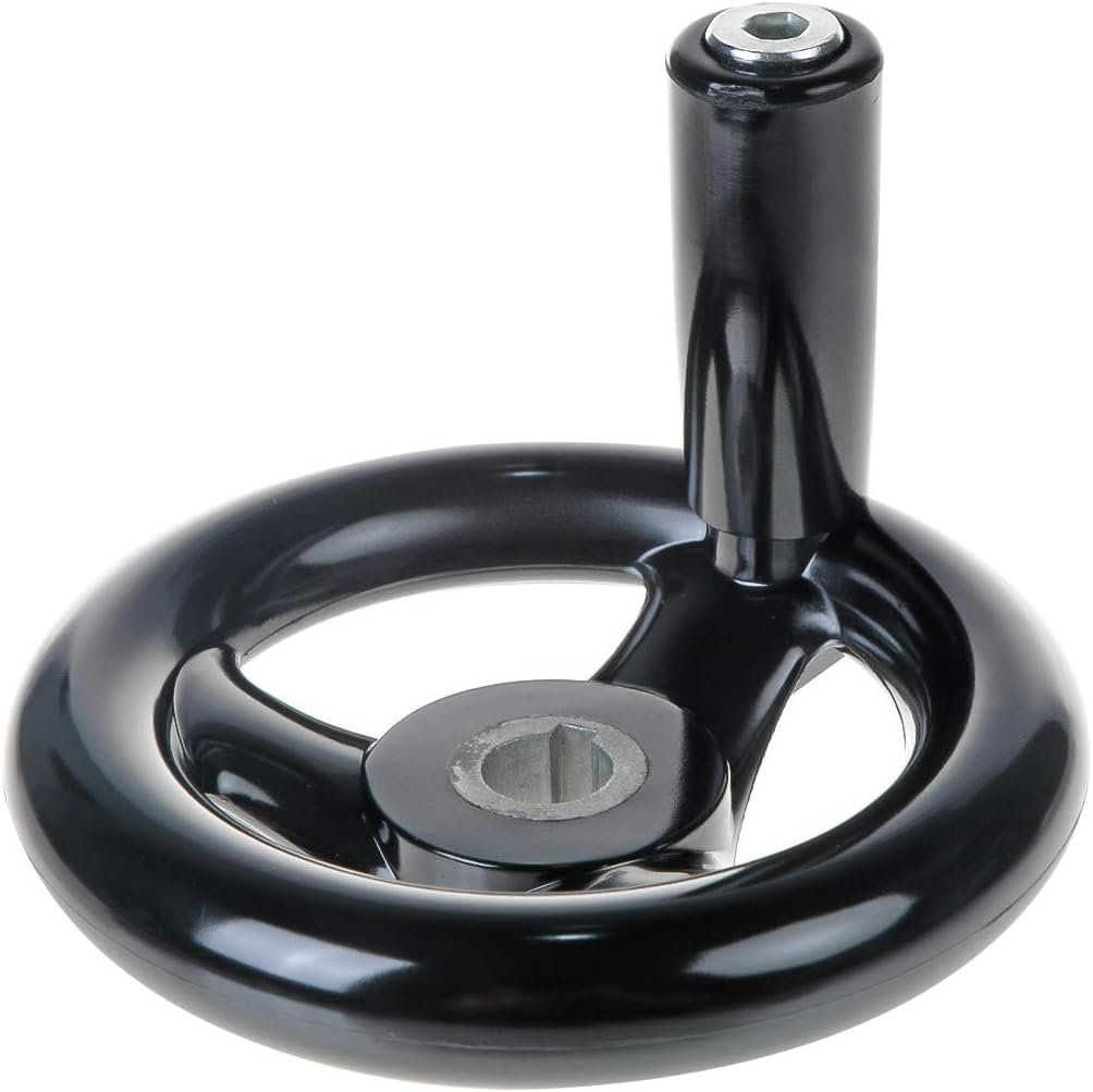 3.94'' Hand Wheel Black W Revolving Handle 3 Spoked 12Mm Hole Adjustment round Handwheel for Milling Machine