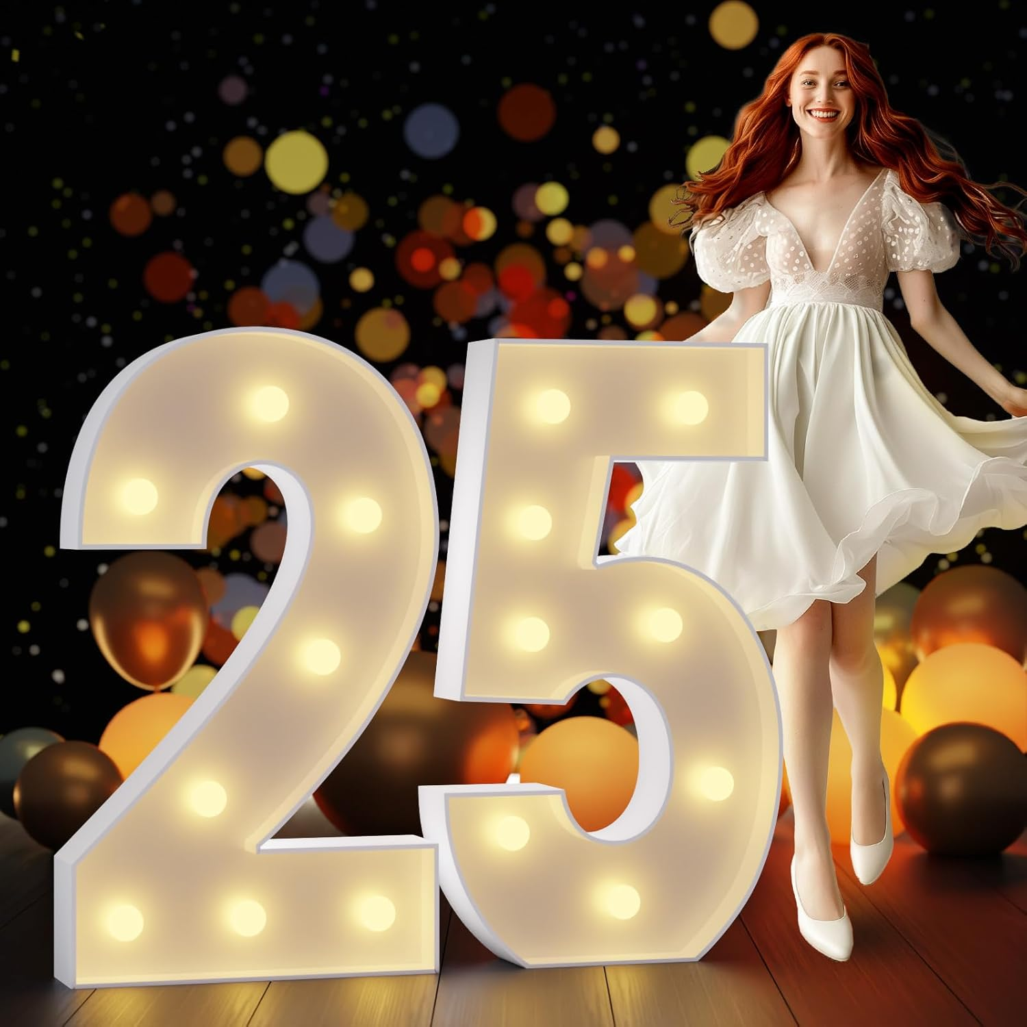 Imprsv Marquee Numbers 3 Feet Tall: 25Th Birthday Decorations Large Light up Numbers Anniversary Party Decorations Big Backdrop Foam Cardboard Number 25