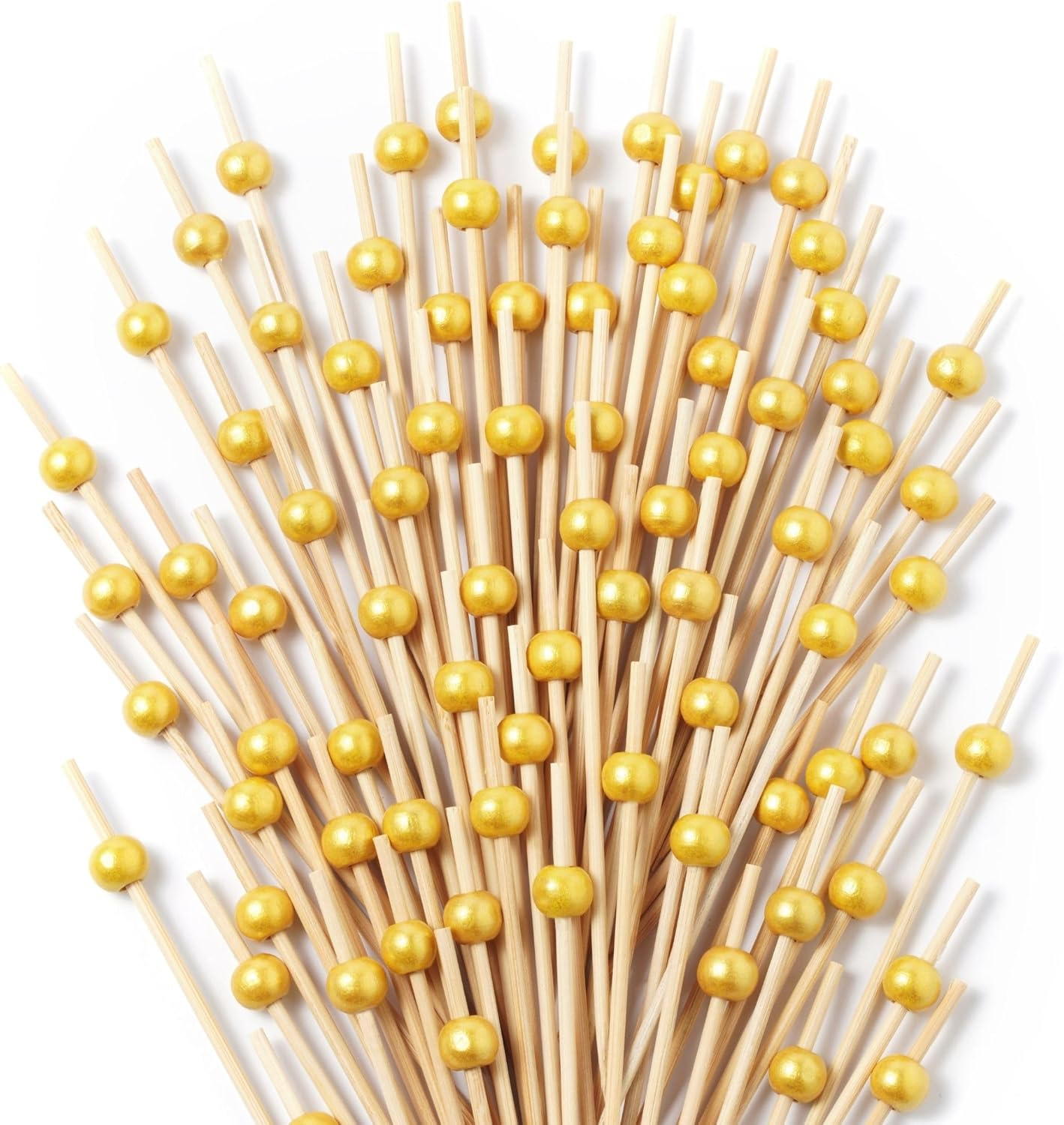 CATIFLIN 300PCS Gold Pearl Cocktail Picks, 4.7