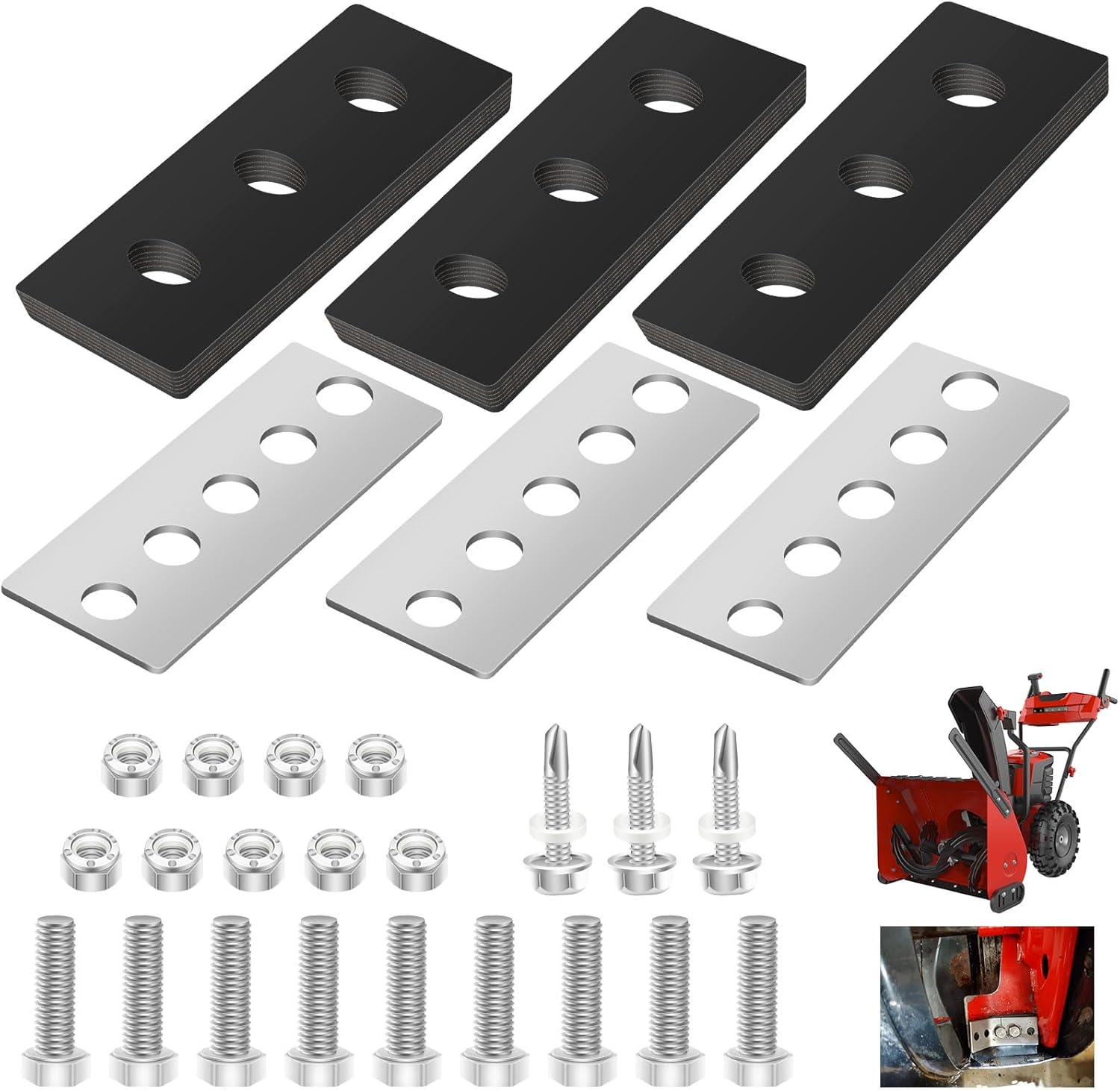 100% 304 Stainless Snow Blower Impeller Modification/Rubber Ki, 3/8Inch 3-Blade Universal - Modifies 2-Stage Machine Including Installation Hardware, Repeated and Use Durable in Various Conditions (3)