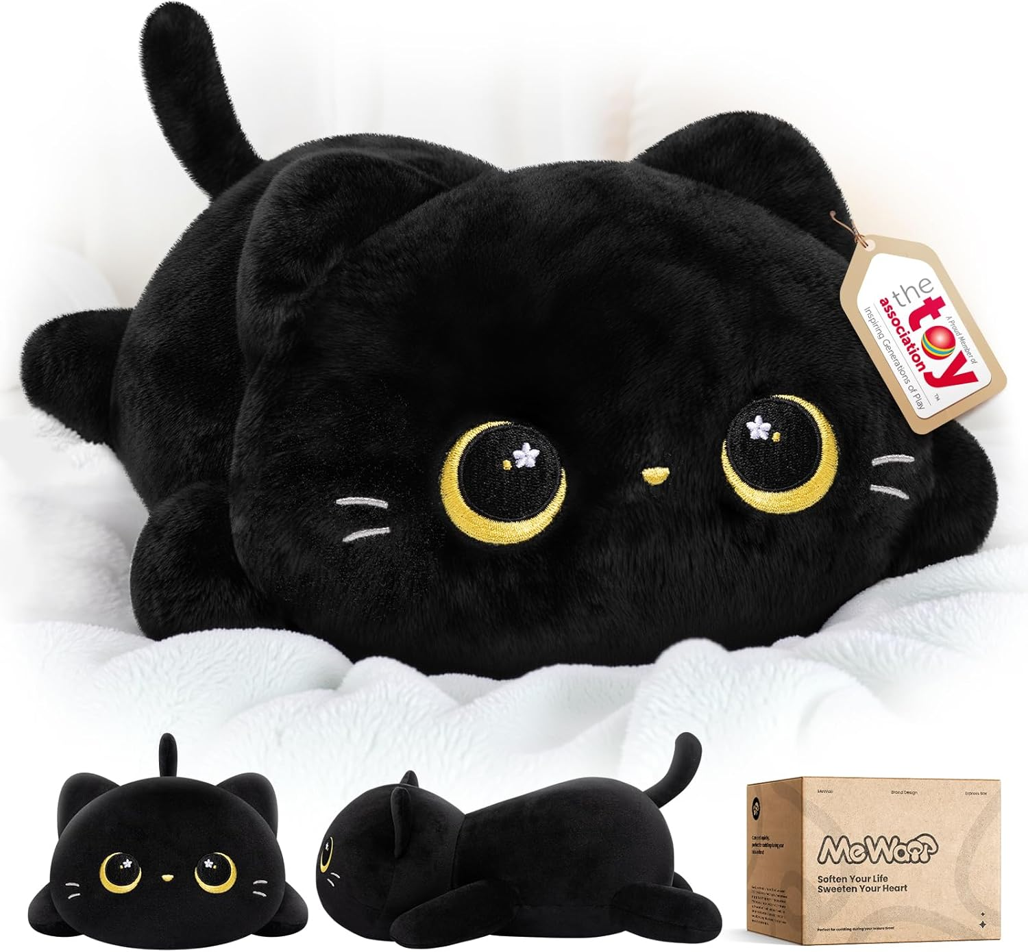 Peluche Cuscino Kawaii Stitch Peluche Gatto Nero Giocattolo Abbraccio Animali Di Peluche Natale Compleanno Regalo per Ragazze Ragazzi 33CM