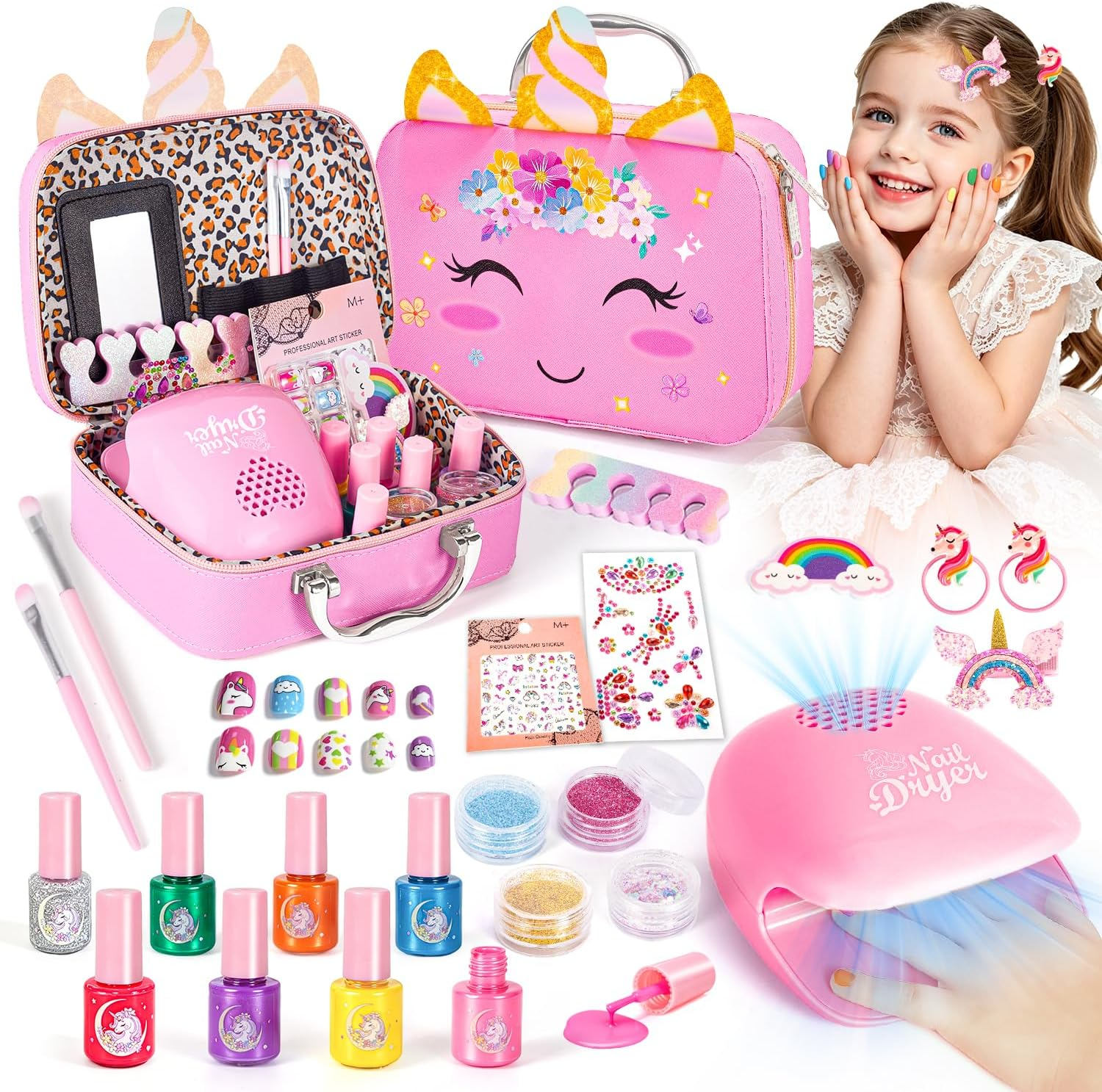 Hohosunlar Kids Nail Polish Sets, Water-Based Nail Art Kit for Girls 3-12
