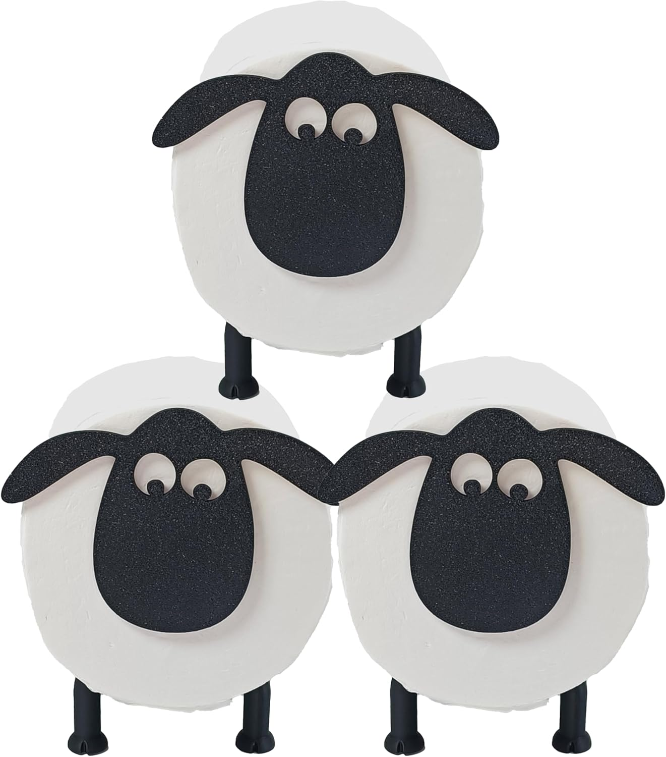 3PCS Sheep Toilet Paper Roll Holder Metal Cute Lamb Design Bathroom Decor Stand