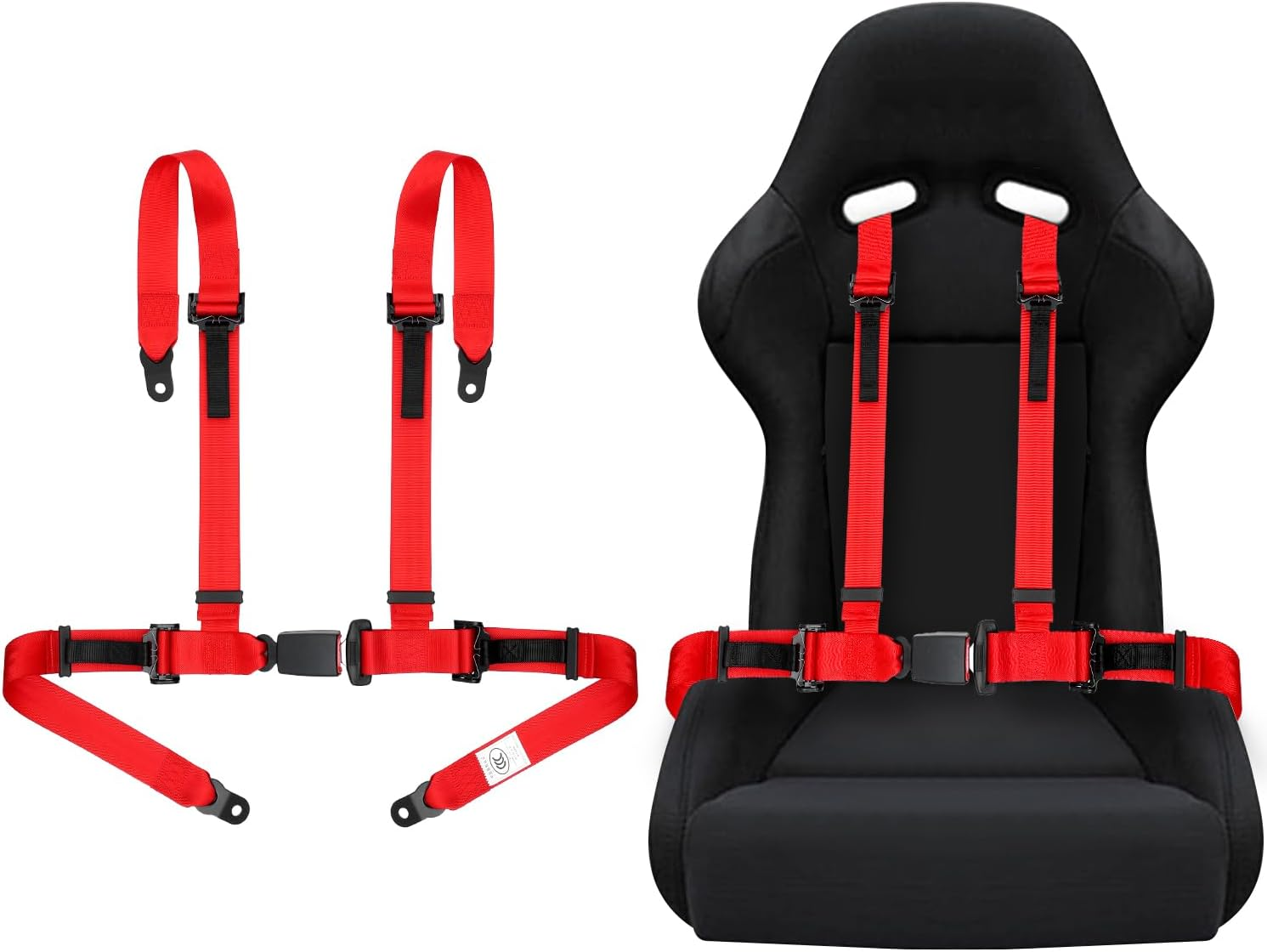 Universal 4 Point Safety Harness Set - Racing Red