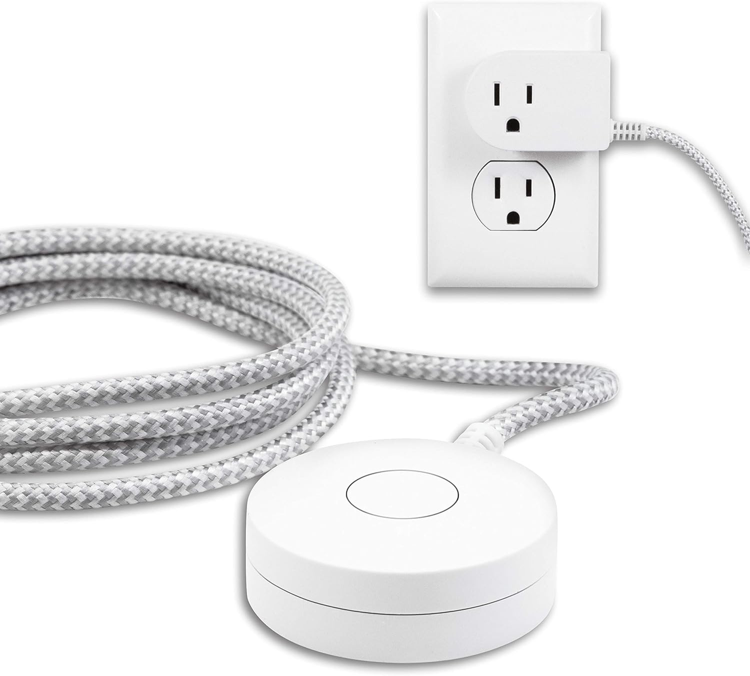 Philips Grounded Plug with Braided Cord, 6 Ft Long Power Cable, On/Off Switch, for Tabletop or Wall Mount, Perfect for Lamps/Seasonal Lights, 3 Prong,Slip Resistant Base,Sps1611Wa/37,White