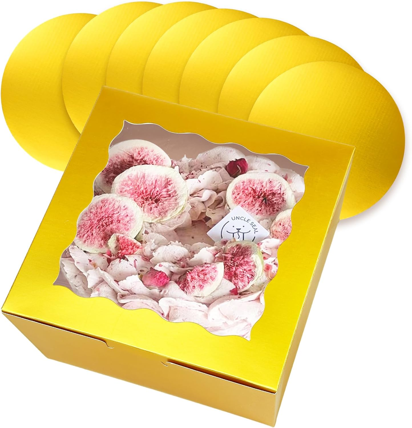 qiqee 10x10x5 Inch Cake Box, 5 Sets White Cake Round Boards & 5 Sets 10 Inch ... - Picture 11 of 15