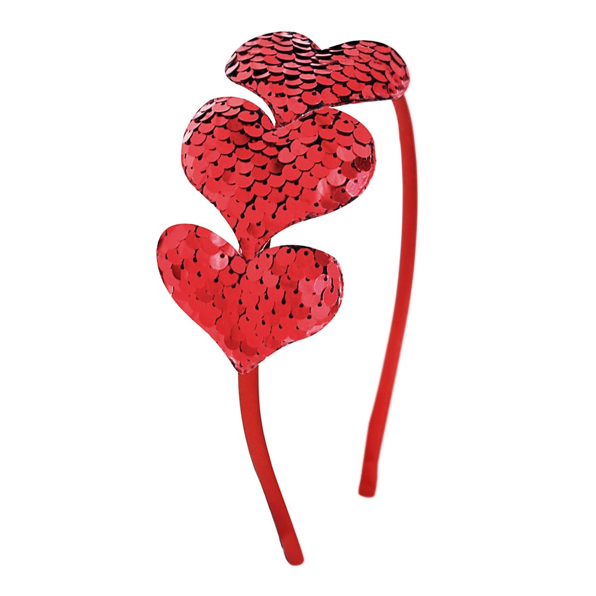 Valentine'S Day Heart Headband, Red Sequin Love Hair Band Hoop Glitter Heart Hair Accessories Valentine Headdress Decoration for Women Girls Anniversary New Year Weddings Festival Party Gift