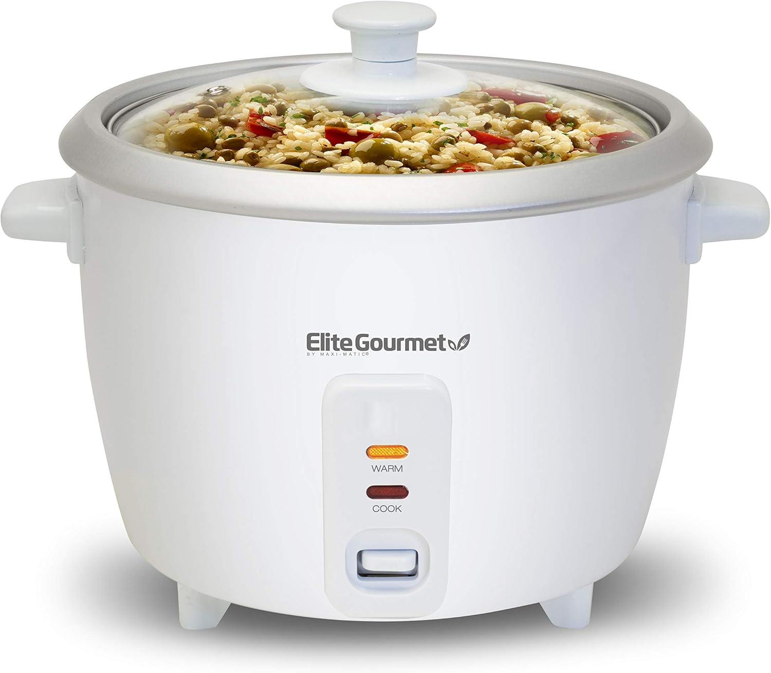 ERC-003 Electric Rice Cooker with Automatic Keep Warm Makes Soups, Stews, Grains, Hot Cereals, White, 6 Cups Cooked (3 Cups Uncooked)