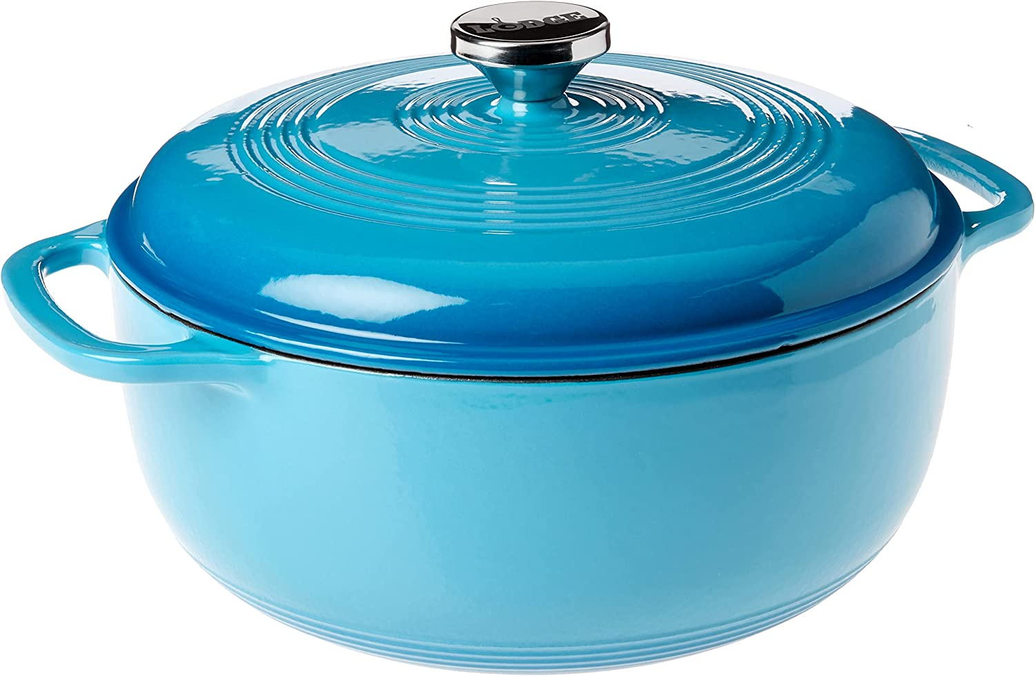 6 Quart Enameled Cast Iron Dutch Oven with Lid – Dual Handles – Oven Safe up to 500° F or on Stovetop - Use to Marinate, Cook, Bake, Refrigerate and Serve – Cornflower Blue