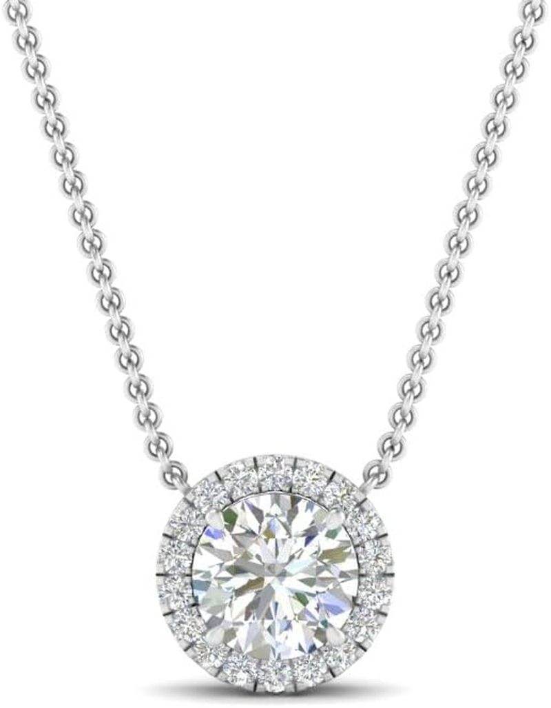 5/8 Carat Lab Grown round Cut Diamond Halo Pendant with 18