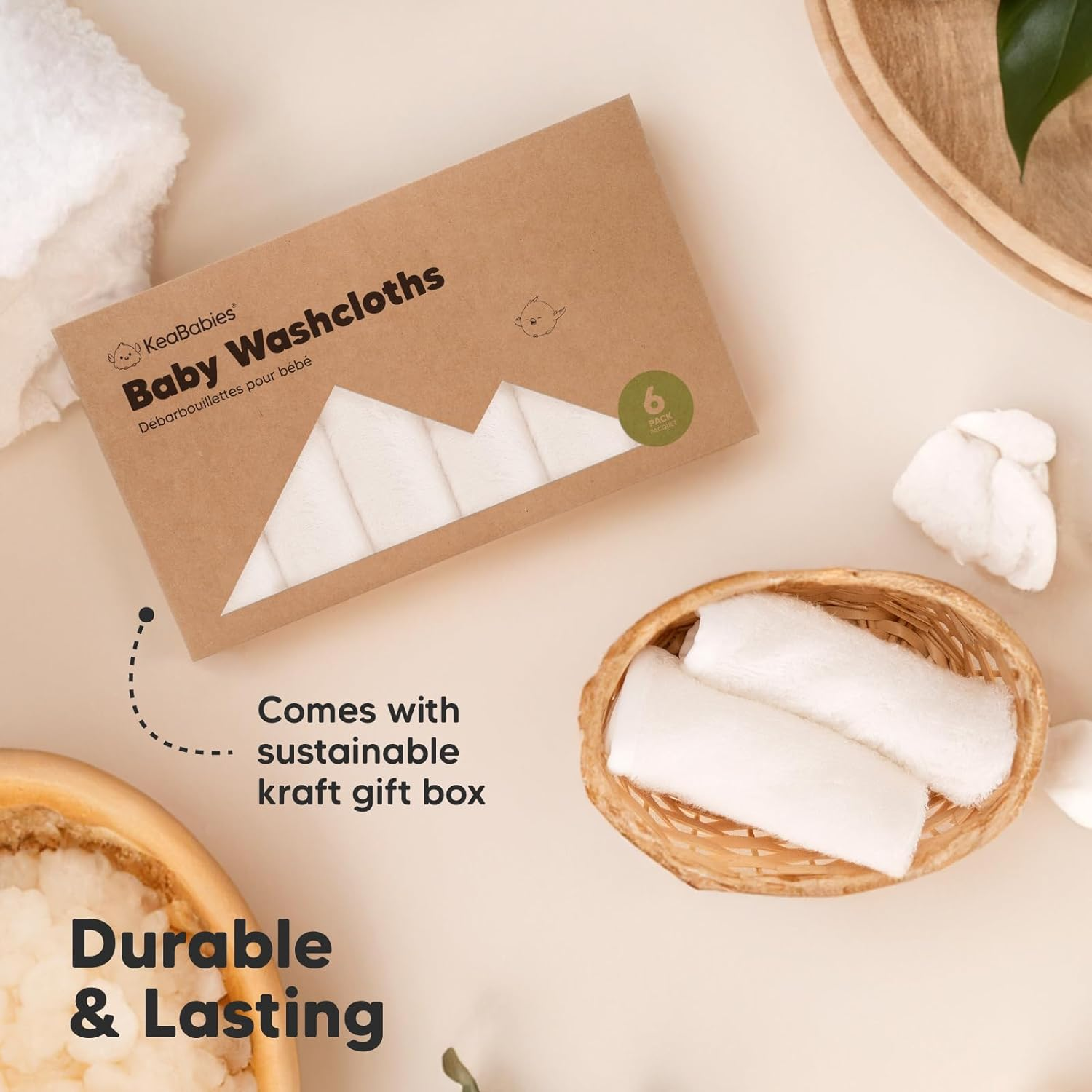 6-Pack Baby Wash Cloths - Organic Bamboo Baby Face Cloth, Baby Wash Cloth, Ba... - Picture 8 of 16