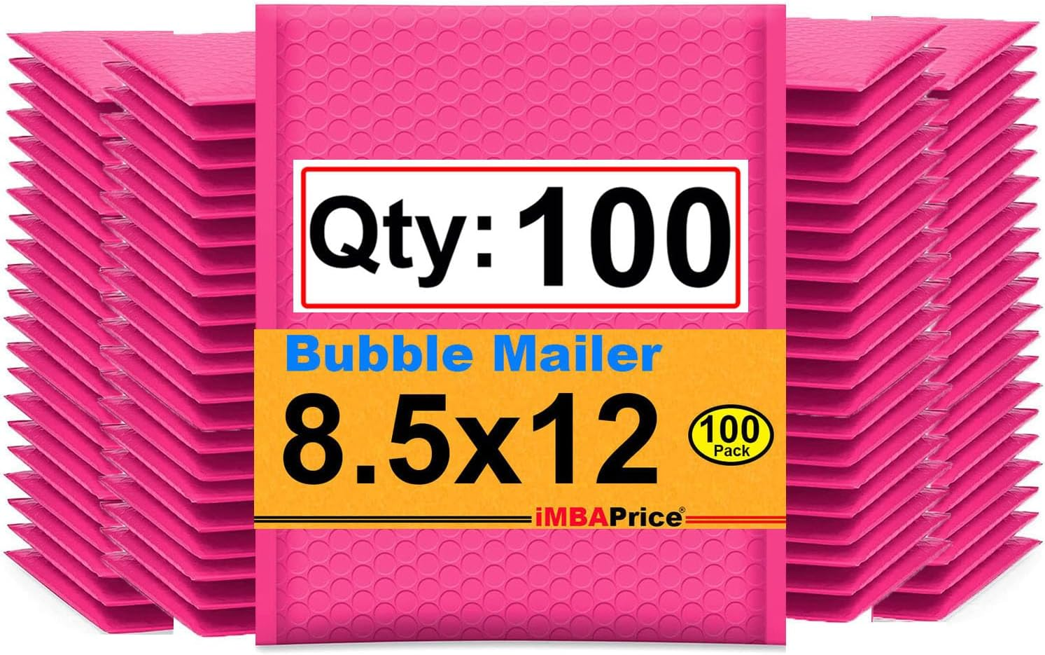 8.5X12 Inches Hot Pink Color Polybubble Bag, 100-Pack Medium Size 