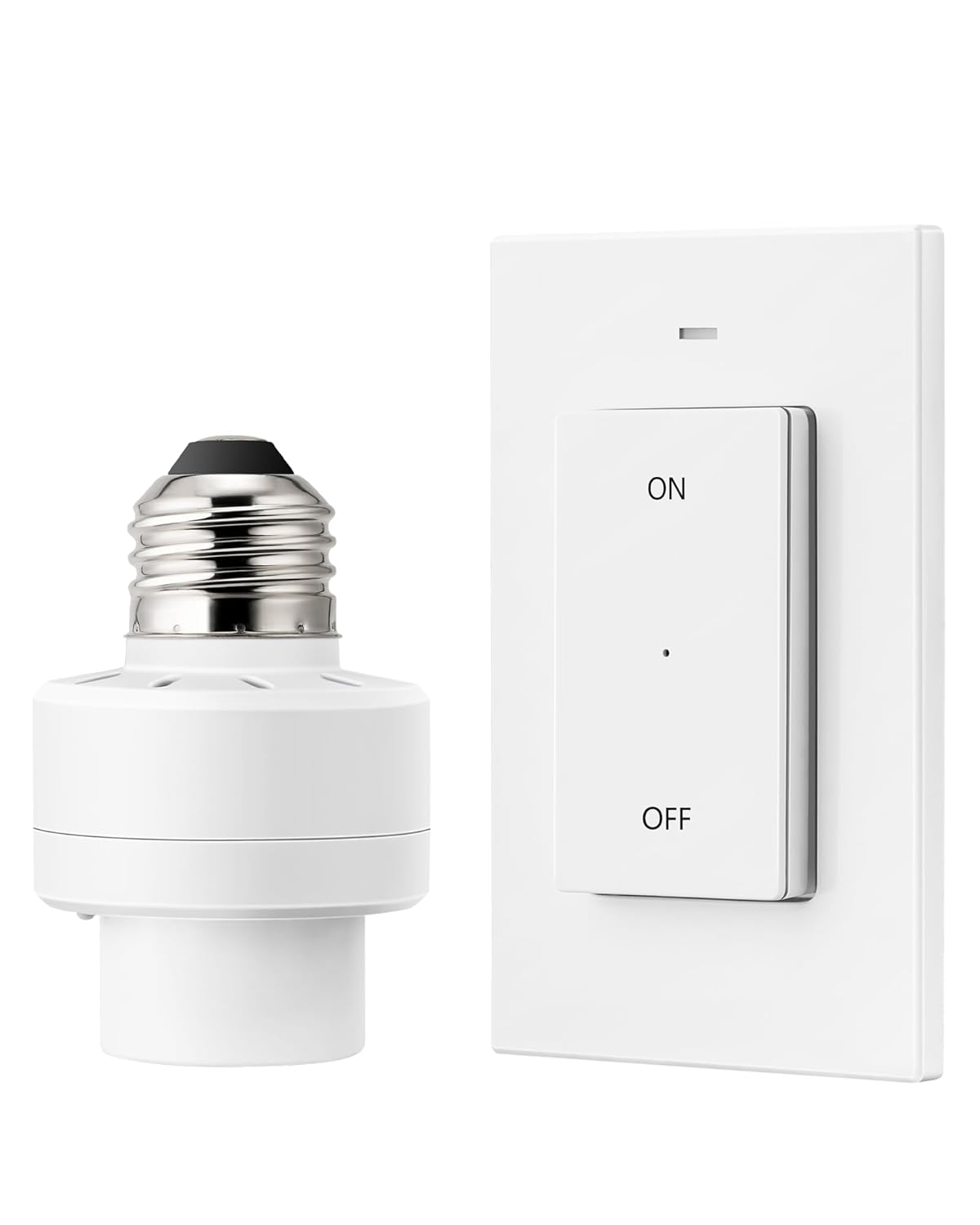 Remote Control Light Socket E26 E27 Bulb Base, Wireless Light Switch for Light Lamp Fixtures, No Wiring Needed, ETL Listed, 1 Wall Mounted Controllers and 1 Bulb Base