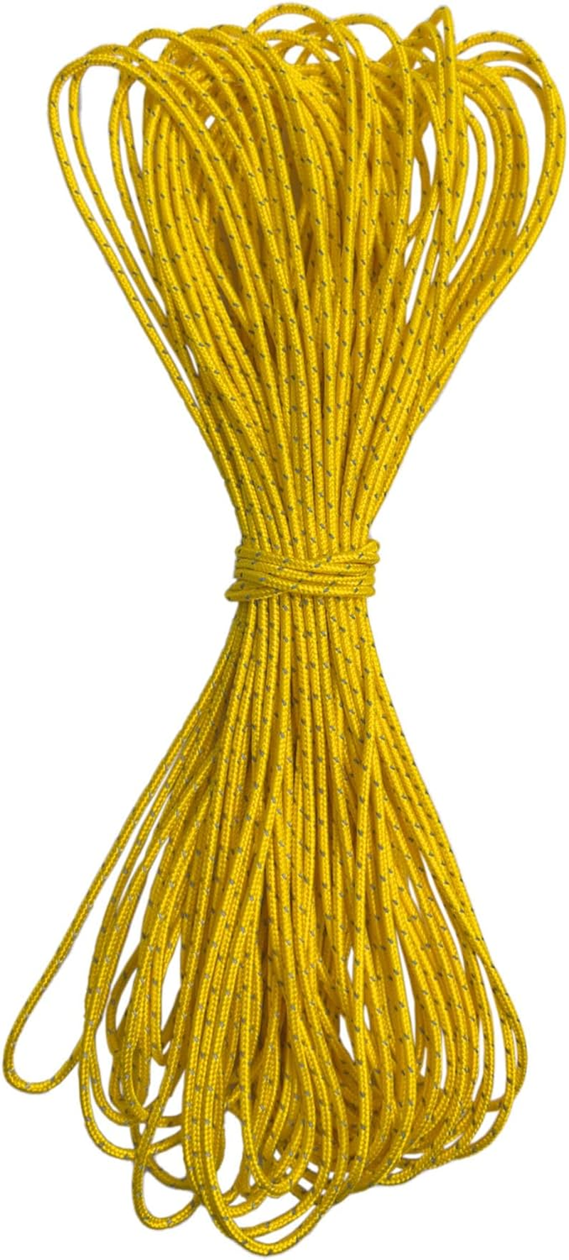 2mm Yellow Dyneema Reflective Rope 65 feet 400kg Strain Tents Kite Surfing