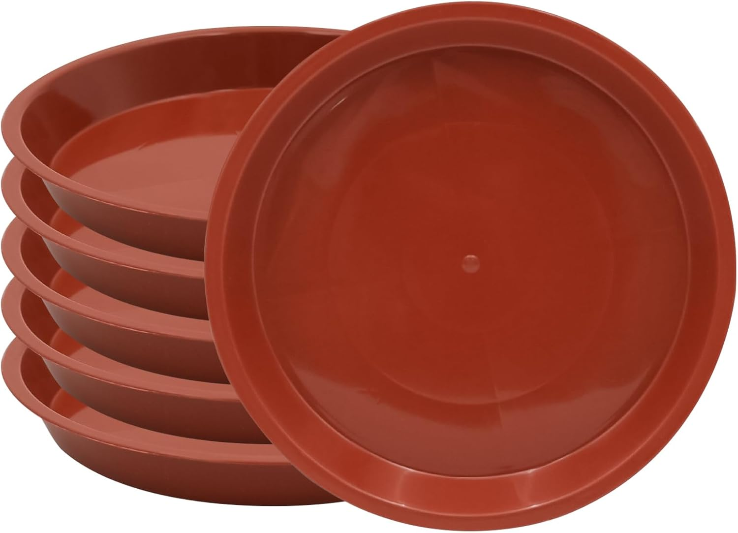 6pcs Terracotta Plastic Plant Saucers (4 inch) - Heavy Duty Indoor Plant Trays for Pots with Water Drainage, Drip Catcher & Decor (Set of 6 Round Saucers)