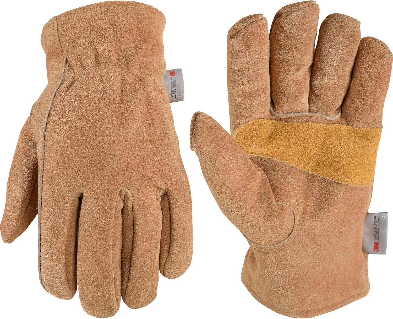 Men'S Insulated Split Cowhide Winter Leather Work Gloves, Large (1080L), Brown