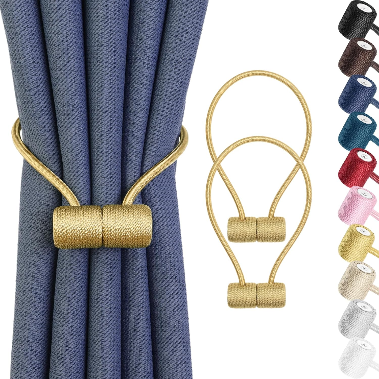 Magnetic Curtain Tiebacks 2 Pack, Curtain Tie Backs Holder, Outdoor Curtains Tie