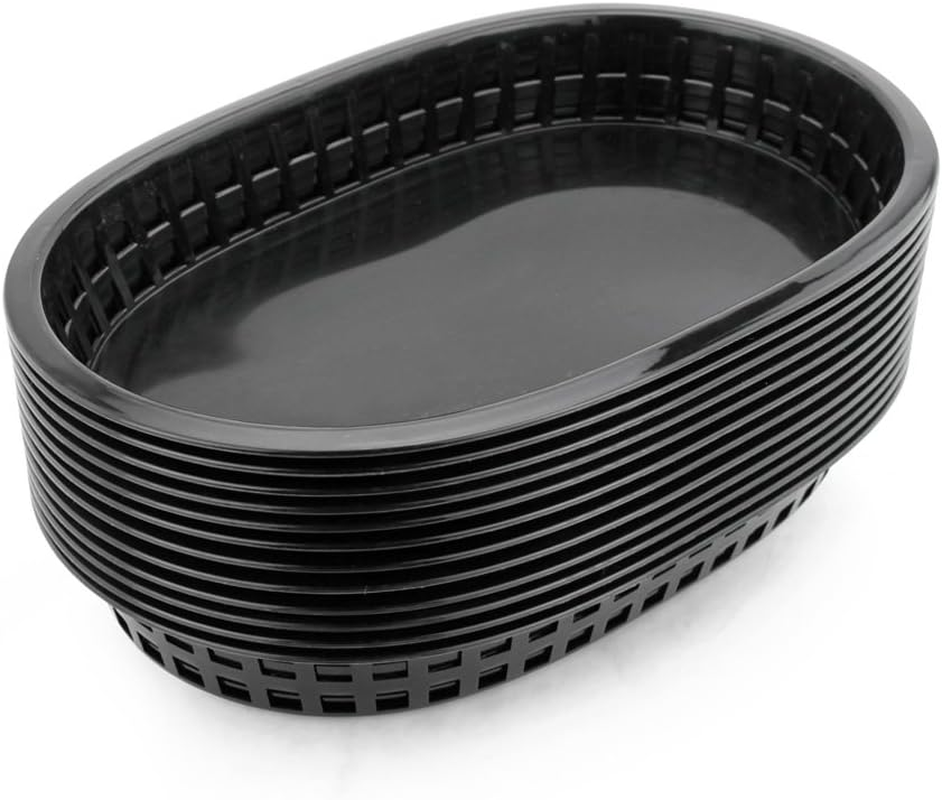 New Star Foodservice 44041 Fast Food Baskets, 10.5 X 7 Inch, Set of 12, Black