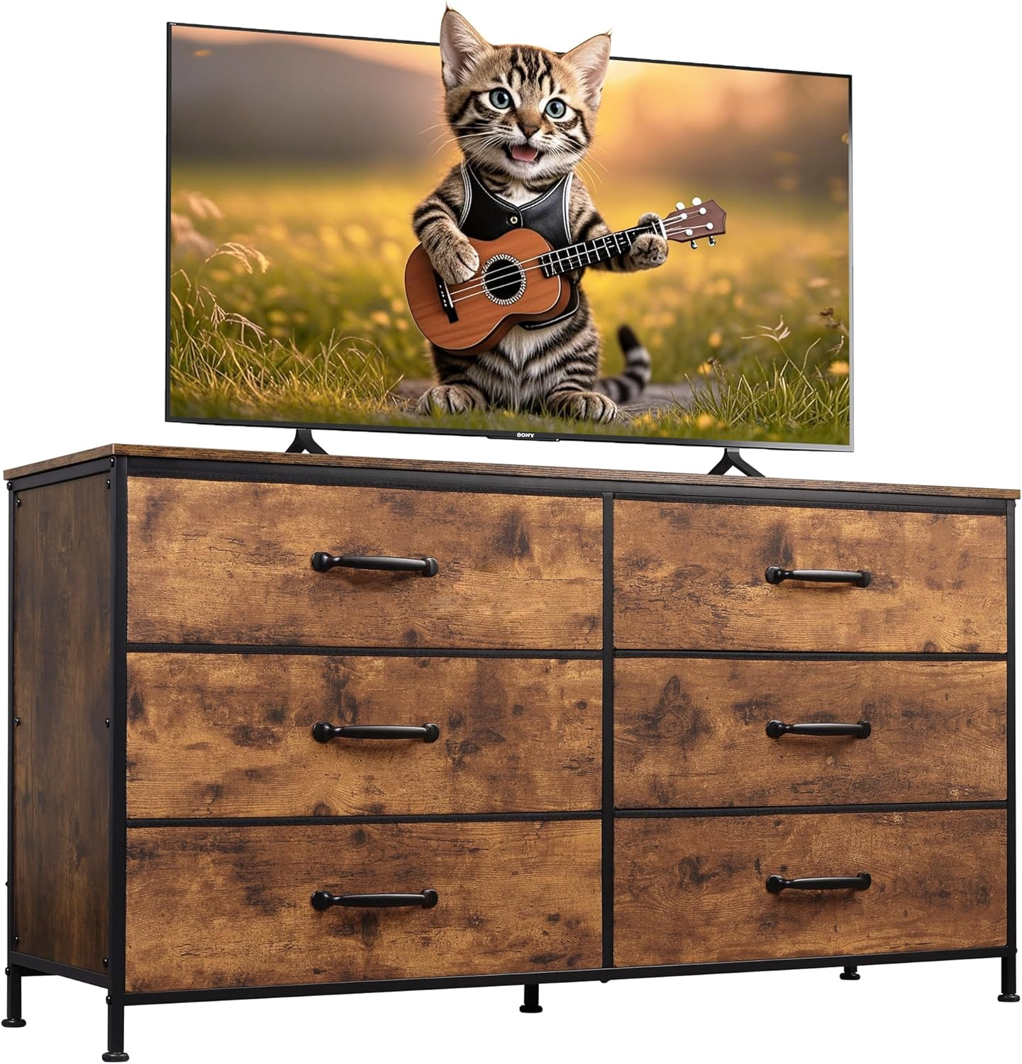 Large Dresser for Bedroom with 6 Fabric Drawers, Wide TV Stand for 50, 55,  60 In | eBay