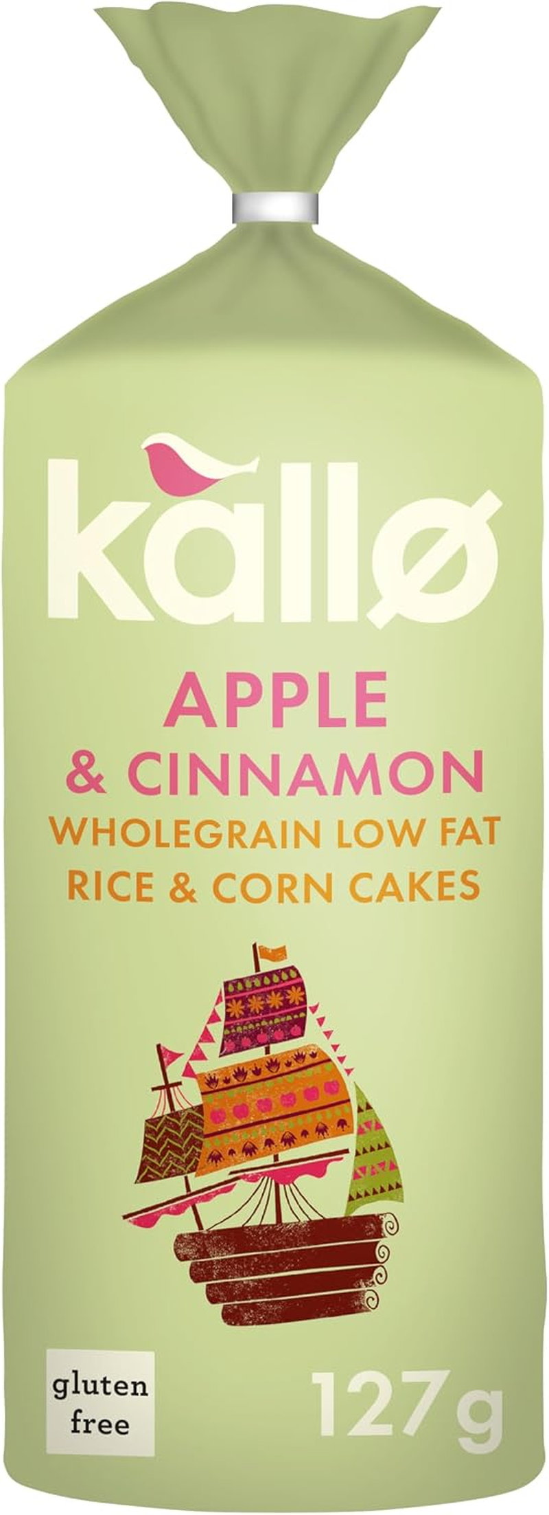 Kallo Apple & Cinnamon Corn & Rice Cakes, Vegan, Gluten Free 1 x 127g