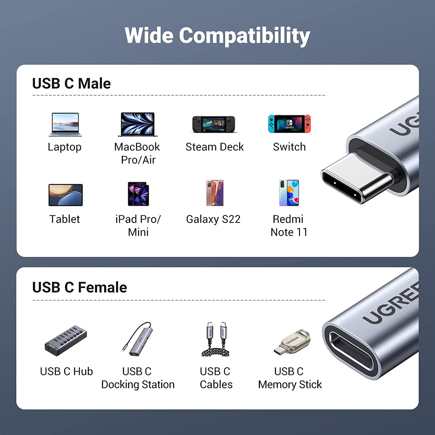 UGREEN USB C Extension Cable 10Gbps Type C Male to Female Extender Cord Nylon... - Picture 8 of 14