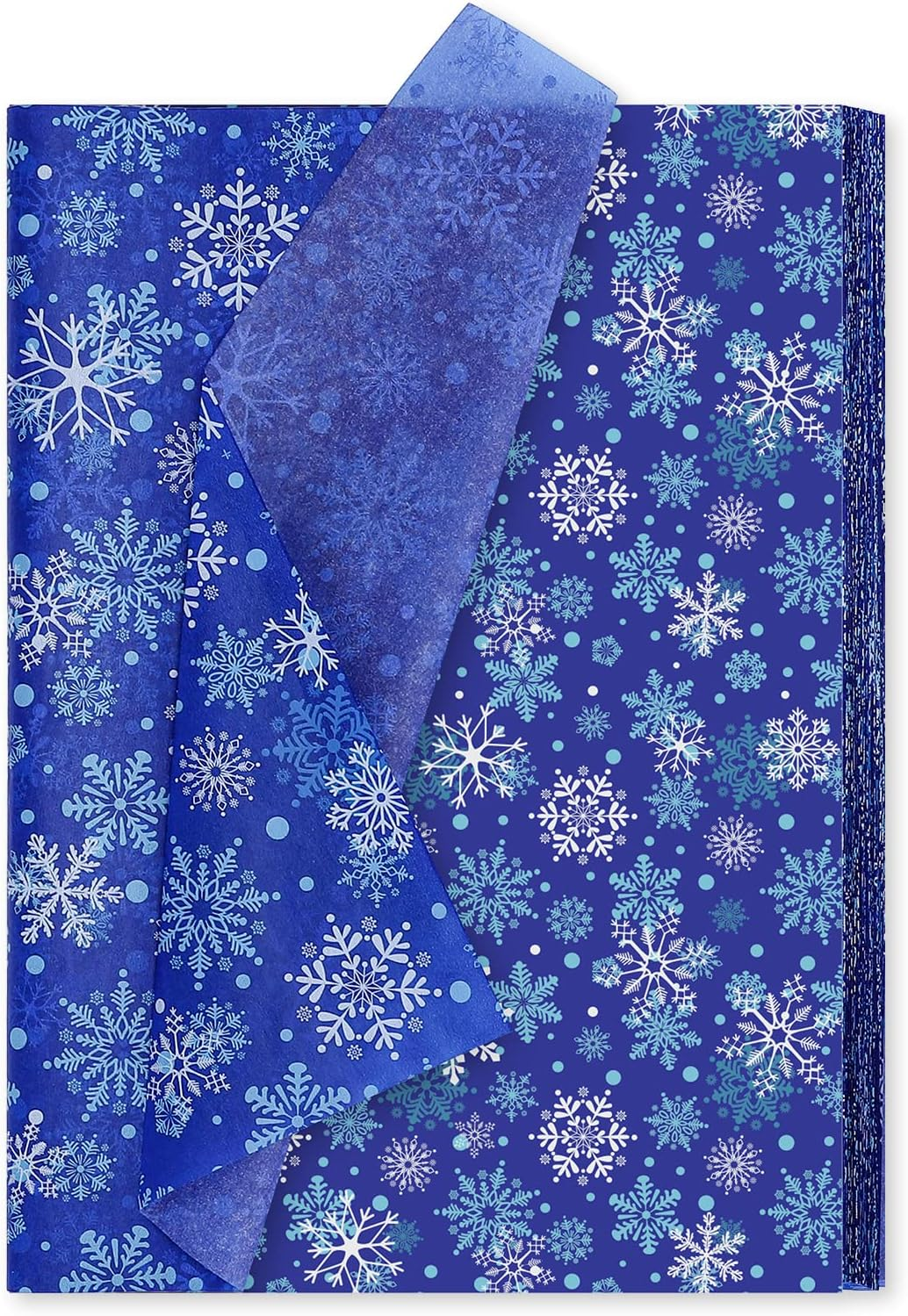 Whaline 100 Sheets Winter Tissue Paper Snowflakes Printed Gift Wrapping Paper Dark Blue White Snow Flakes Xmas Art Tissue Paper for Christmas DIY Crafts Gift Bags Winter Party Decor, 13.8 X 19.7