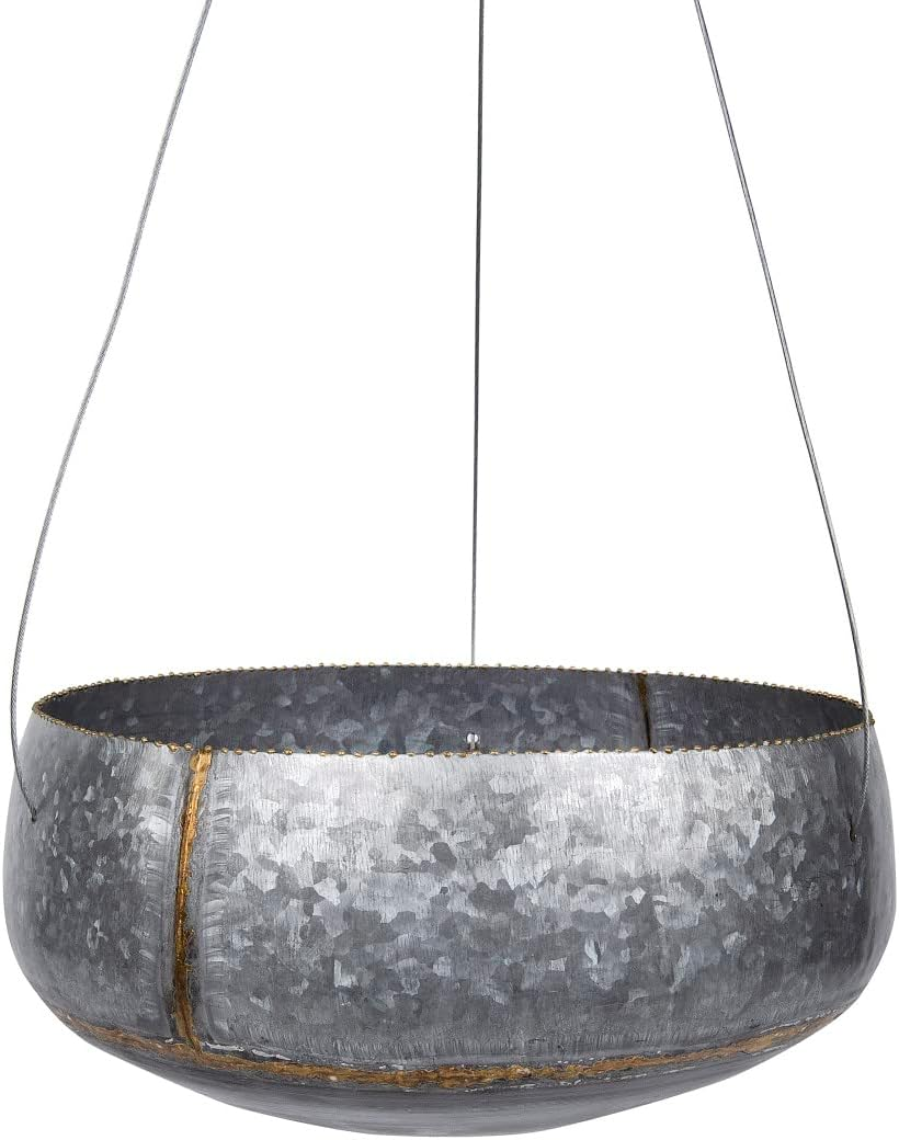 Creative Co-Op Grey & Gold Hanging Iron Planter