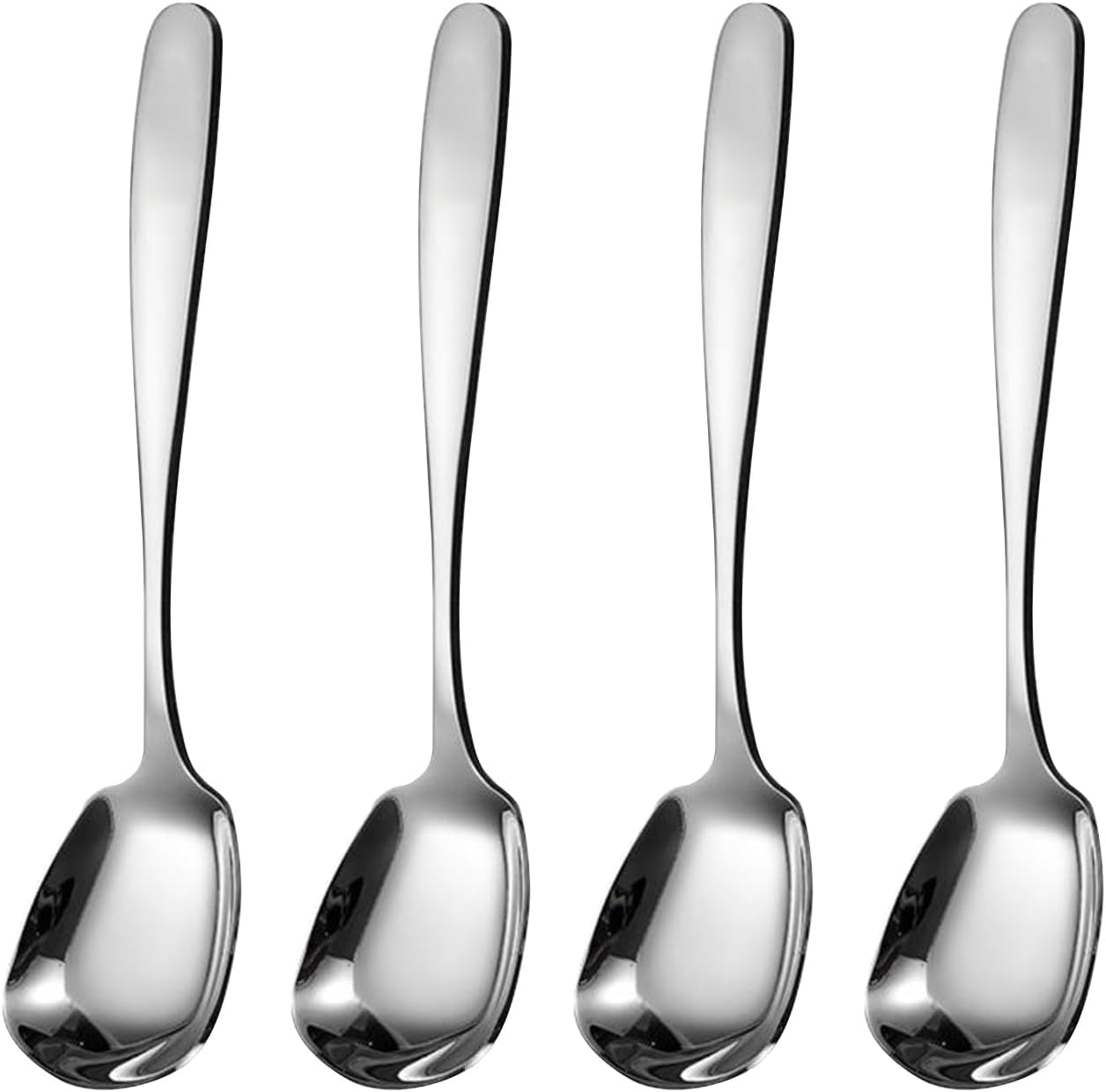 Square Head Spoons, Korean style Square Sugar Spoon,Thick Heavy Stainless Steel Soup Spoons Table Spoons Flat Square Spoon,7 Inch,Set of 4.