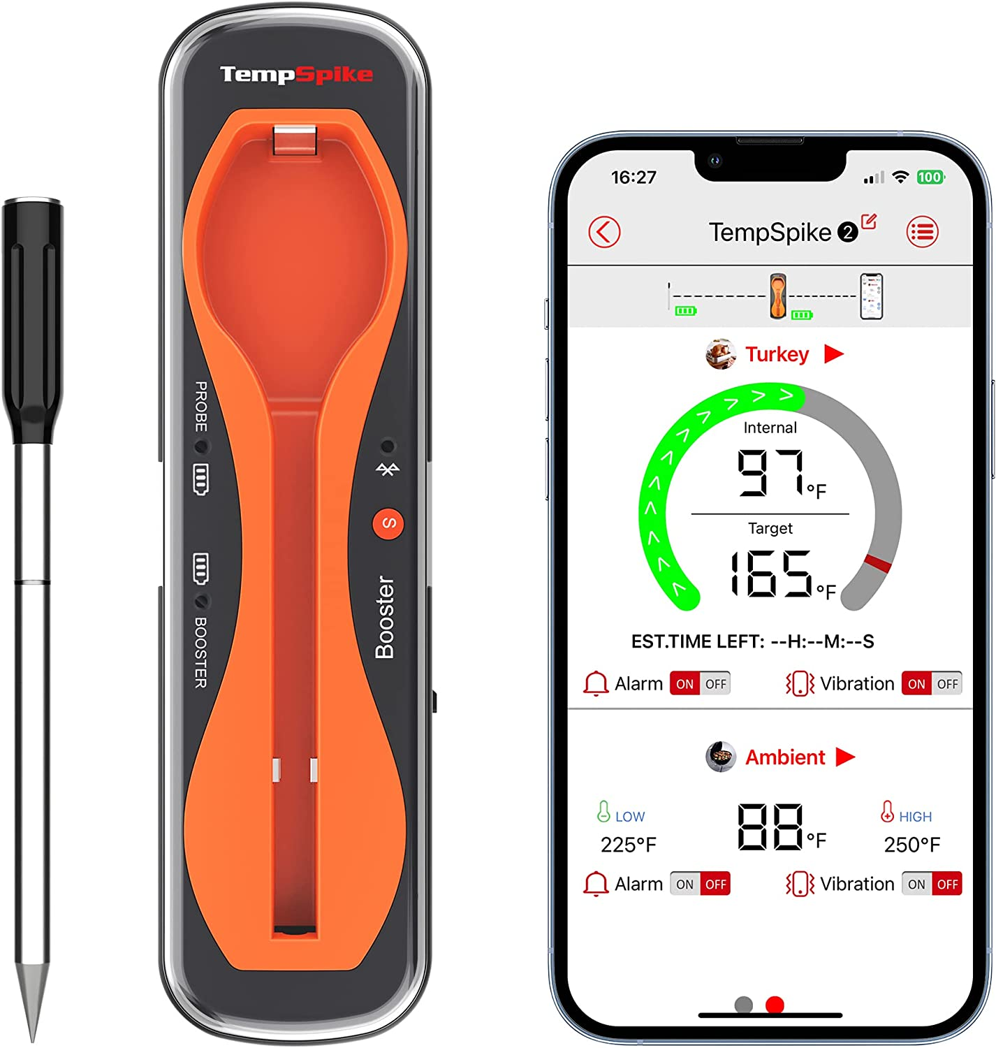 Thermopro Tempspike 500 Ft Wireless Meat Thermometer Digital, Bluetooth Meat Thermometer for Beef Lamb Chicken Turkey, Smoker Acccessories for Rotisserie Sous Vide BBQ Oven Air Fryer