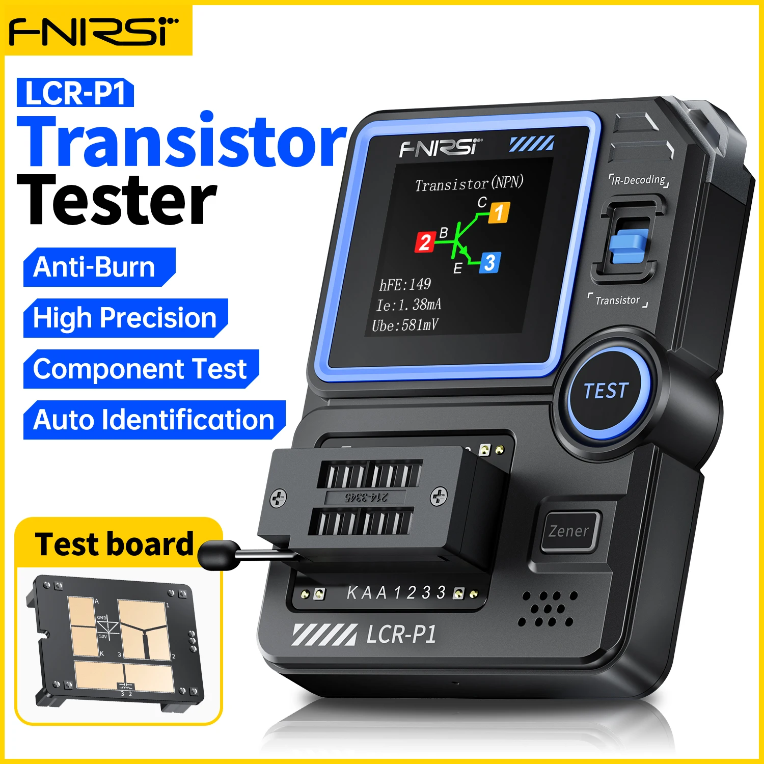 LCR-P1 Transistor Tester Diode Triode Capacitance Resistance Meter LCR ESR Meter NPN PNP MOSFET IR Multifunction Tester