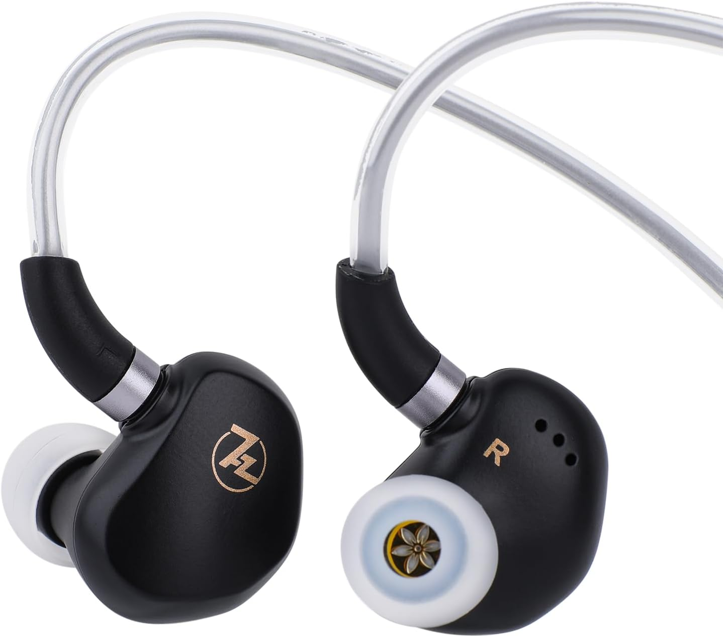 Linsoul 7HZ G1 in-Ear Monitor, 10mm DLC Diaphragm Dynamic Driver IEM Earphone, Wired Gaming Earbuds with Detachable OFC Silver-Plated Cable for Musician Audiophile (3.5mm with Mic, Black)