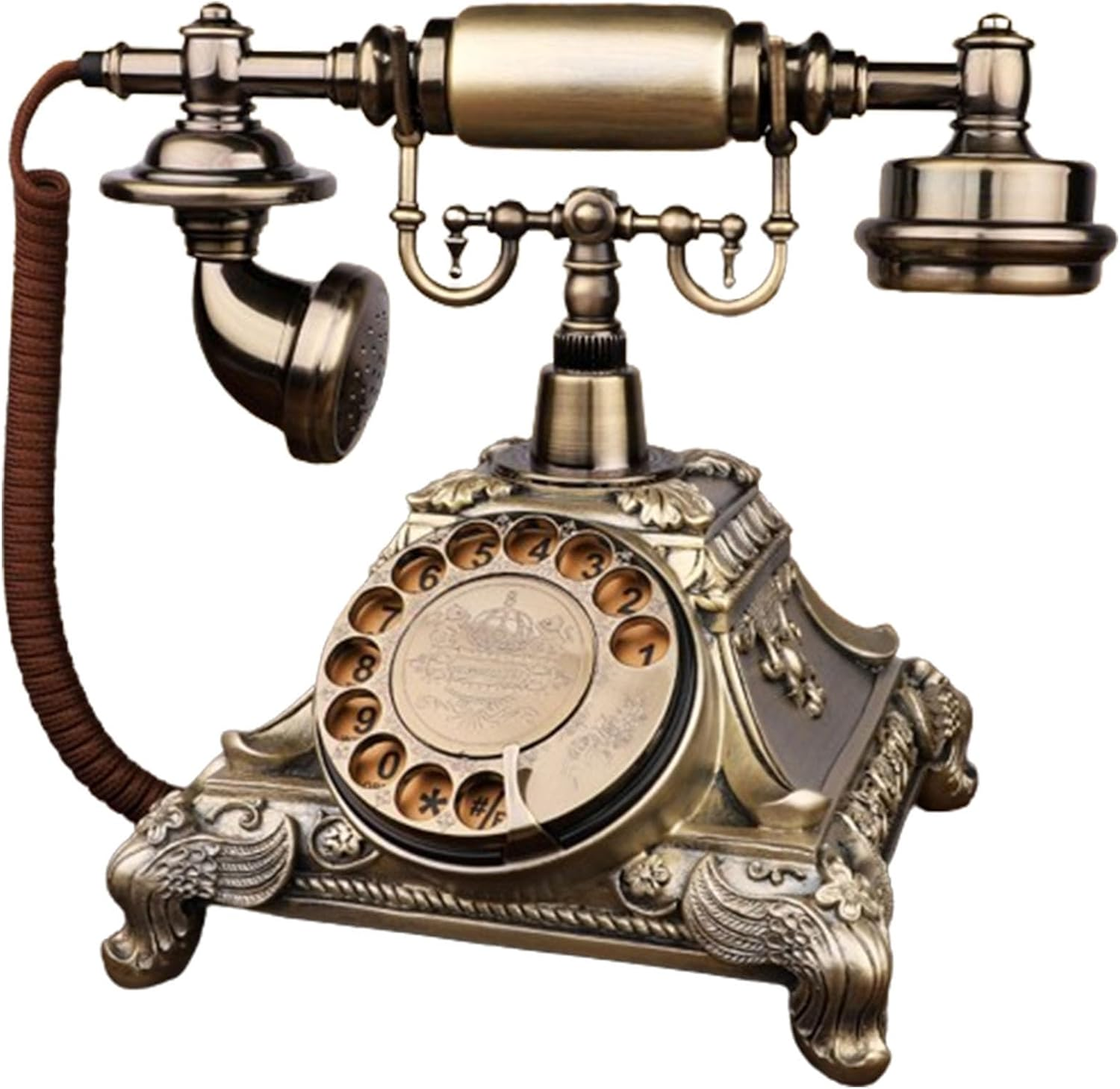 Landline Phone,Vintage Desk Phone,Retro,Old Fashioned Corded,Classic Rotary Dial,Red