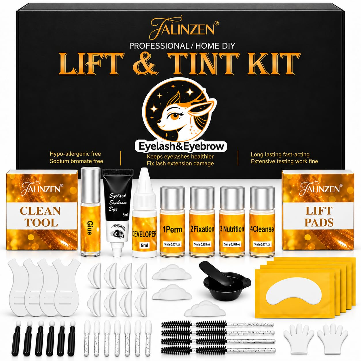 Lash Lift and Brow Lamination Kit Black Color with Effectivel Results Home DIY or Salon Long Lasting