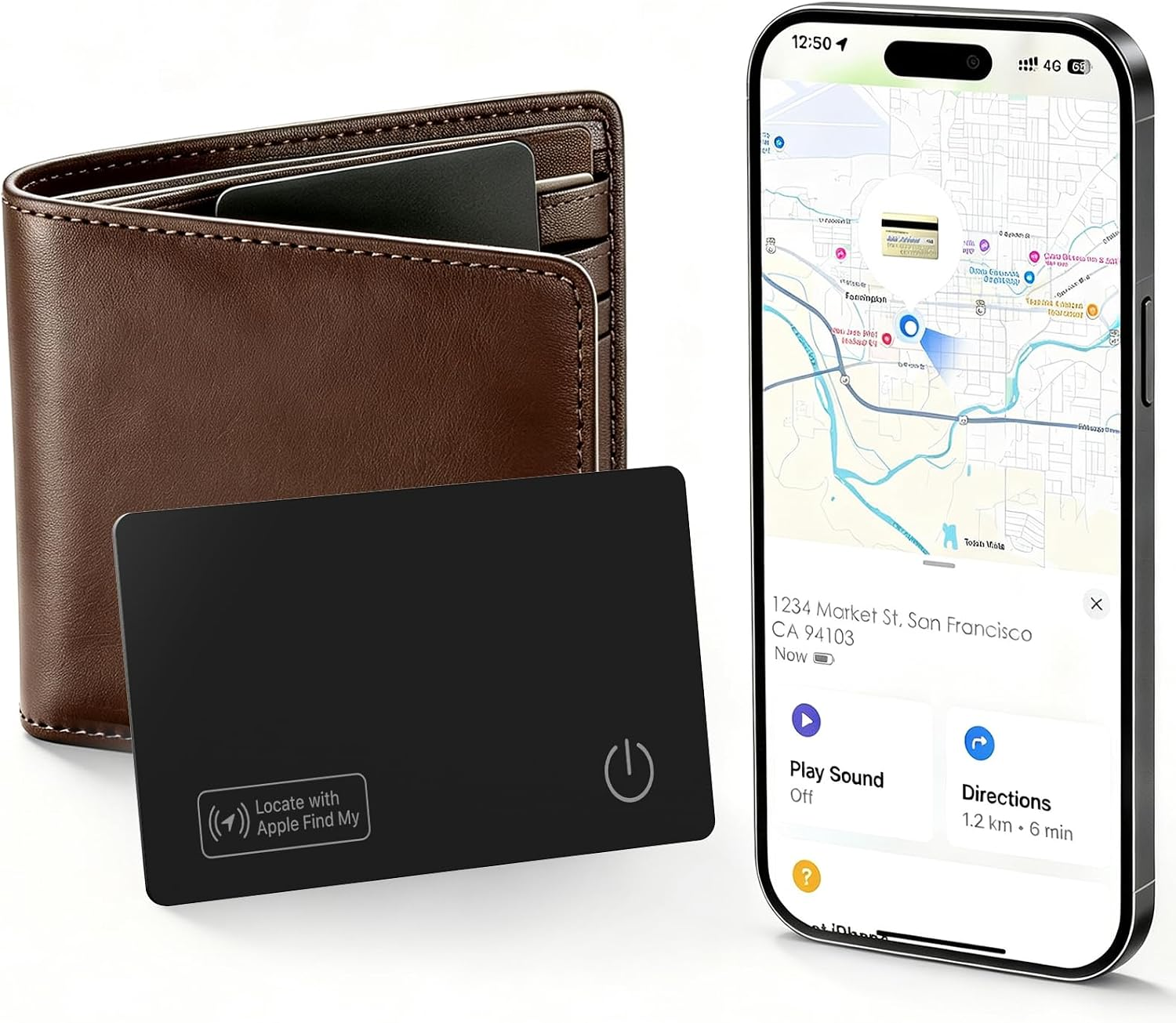 Tarjeta rastreadora para cartera compatible con Find My recargable y resistente
