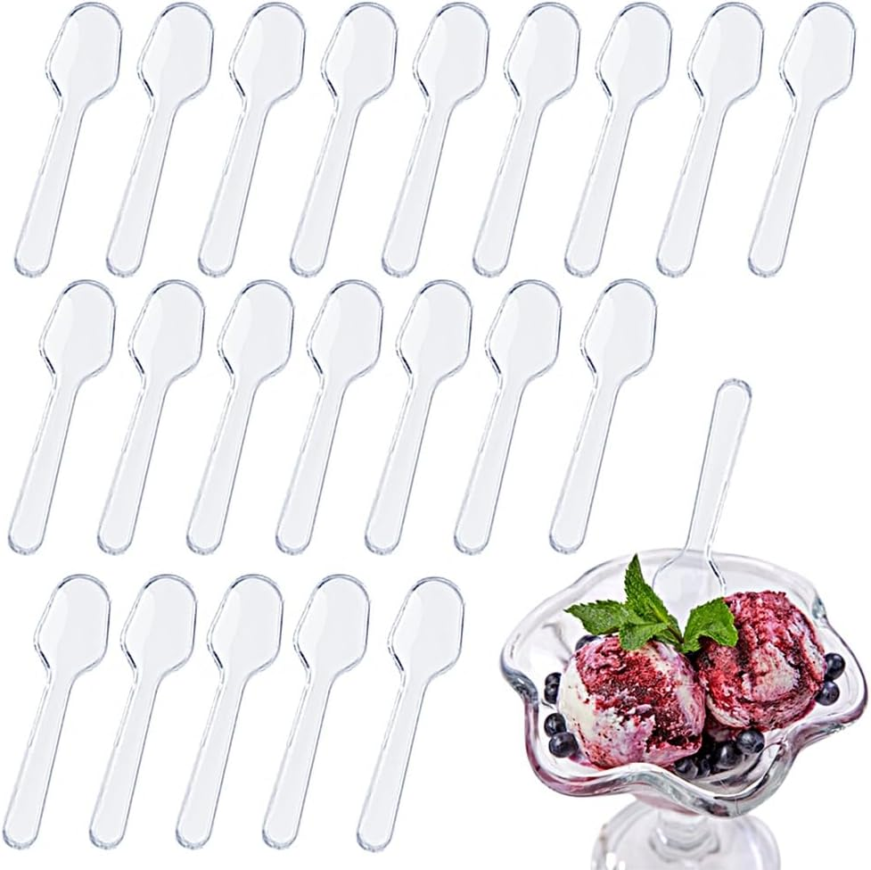 1000 PCS Mini Clear Plastic Tasting Spoons for Jelly, Yogurt, Ice Cream & Desserts, 2.95 X 0.79Inch