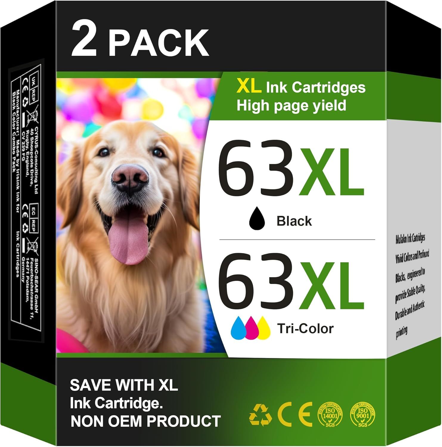 63XL Ink Cartridge Black and Colour Replacement Encre for HP 63 Ink Cartridges 63 XL Ink Cartridges Works for HP OfficeJet 3830 3833 3836 4650 5255; Envy 4516 4520 4522; DeskJet 3630 3632 (2 Pack)