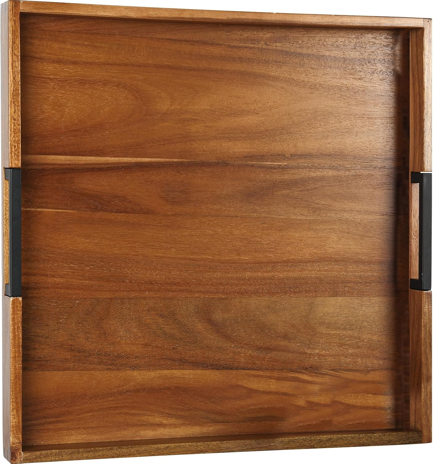 Acacia Wood Large Ottoman Tray with Handles for Living Room & Breakfast in Bed